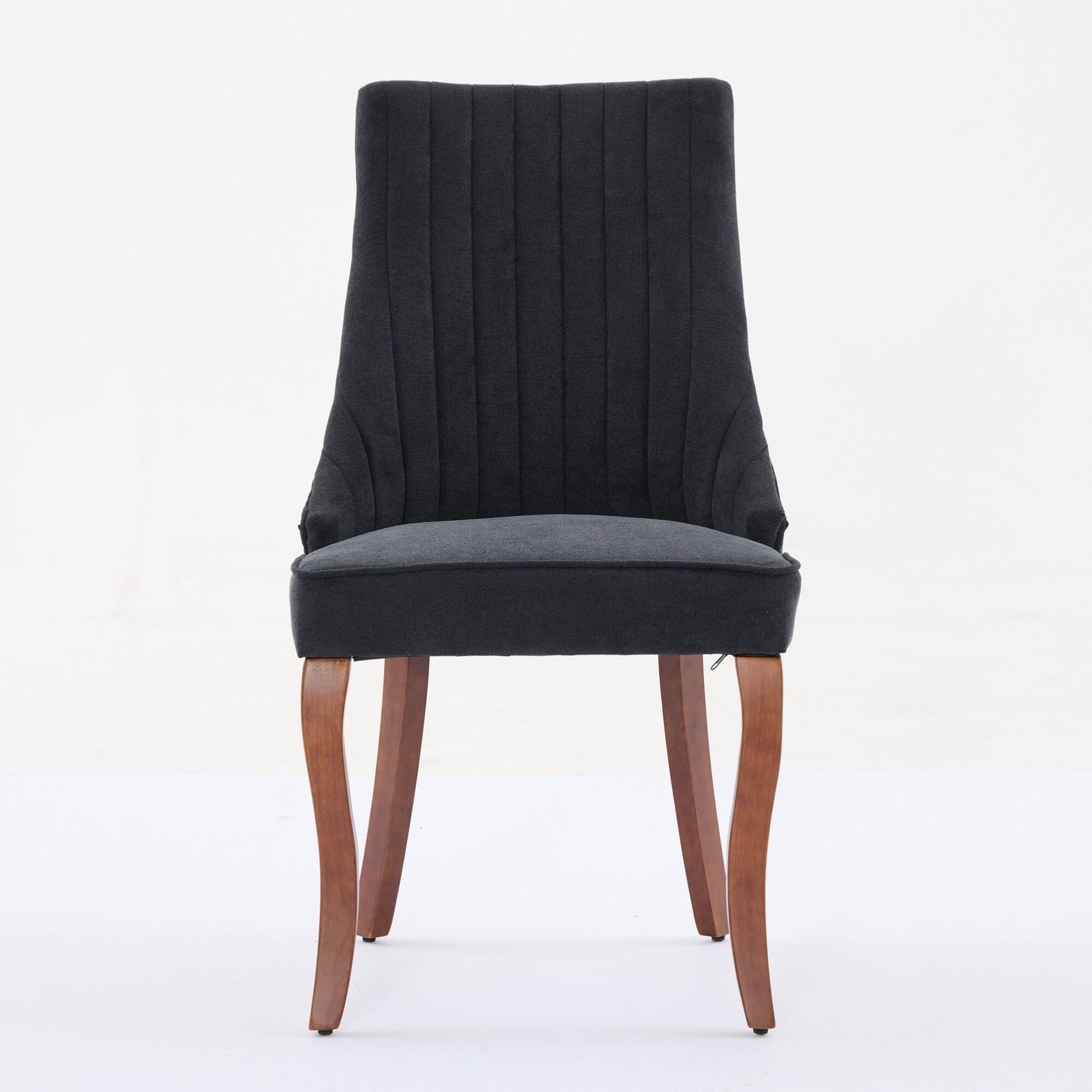 Angle. GOODSILO - Elegant Upholstered Dining Chairs Set with High Backrest and Solid Wood Legs for Comfortable Seating - Black.