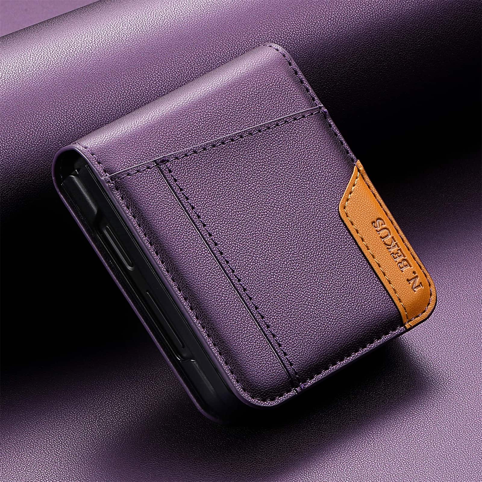 Dteck - Wallet Case for Samsung Galaxy Z Flip8, Premium Leather Shockproof Slim Cover with Card Slot - Purple price history on PriceWatchPro