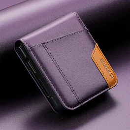 Dteck - Wallet Case for Samsung Galaxy Z Flip8, Premium Leather Shockproof Slim Cover with Card Slot - Purple