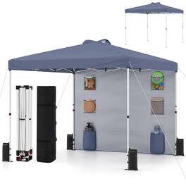 Costway - Pop up Canopy Tent with Sidewall, 6 Pockets, Instant Setup Commercial Gazebo - Gray
