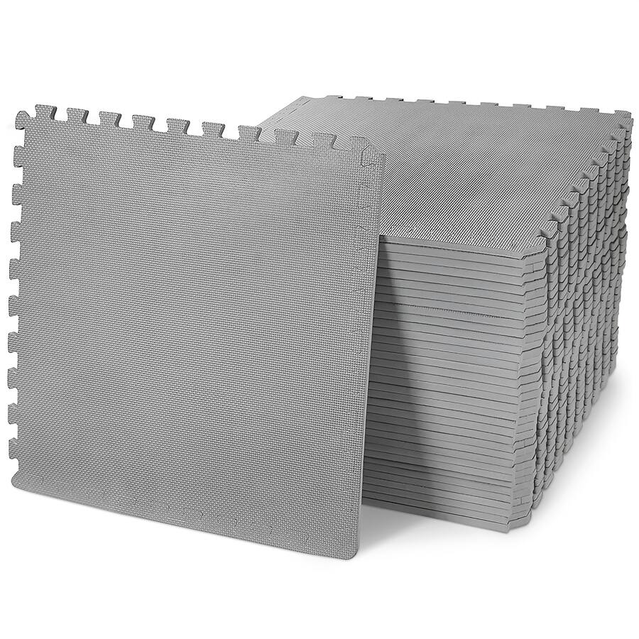 BalanceFrom 144 Sq Ft EVA Foam Exercise Mat Tiles – 36 Interlocking Pieces, Gray, Non-Slip, Perfect For Home Gym