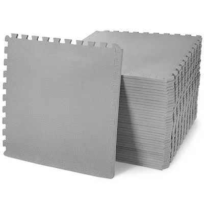 Front. BalanceFrom Fitness - BalanceFrom Fitness 144 Sq Ft Interlocking EVA Foam Exercise Mat Tiles, Gray - Gray.