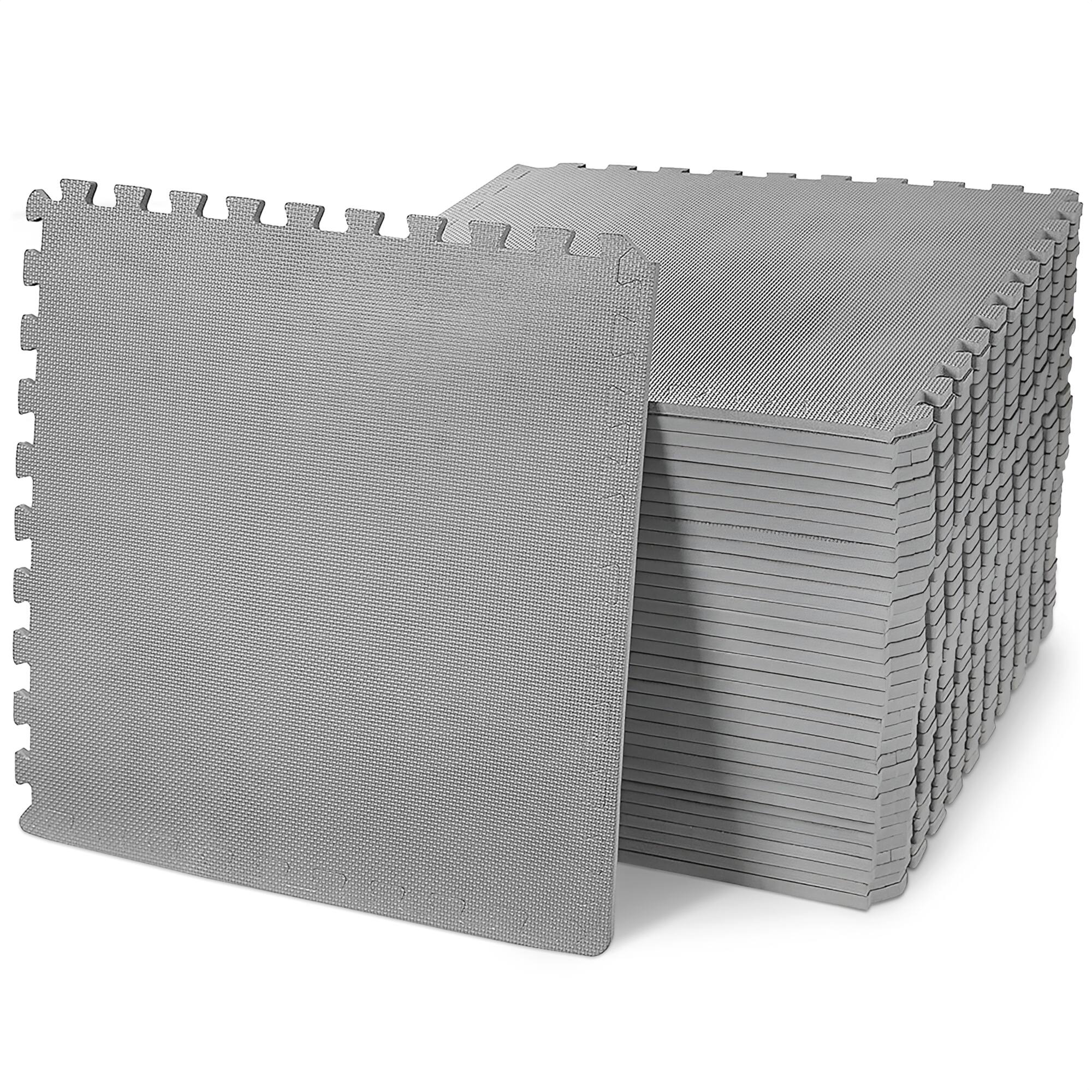 BalanceFrom 144 Sq Ft EVA Foam Exercise Mat Tiles – 36 Interlocking Pieces, Gray, Non-Slip, Perfect For Home Gym