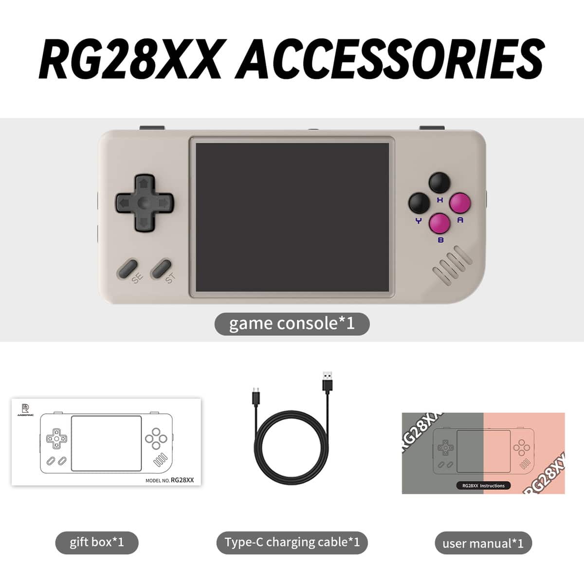 RG28XX Retro Handheld Game Console Linux System 64GB 2.83 Inch IPS