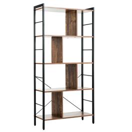 Gymax - 4-Tier Bookcase Industrial Bookshelf Floor Standing Storage Rack - Rustic Brown