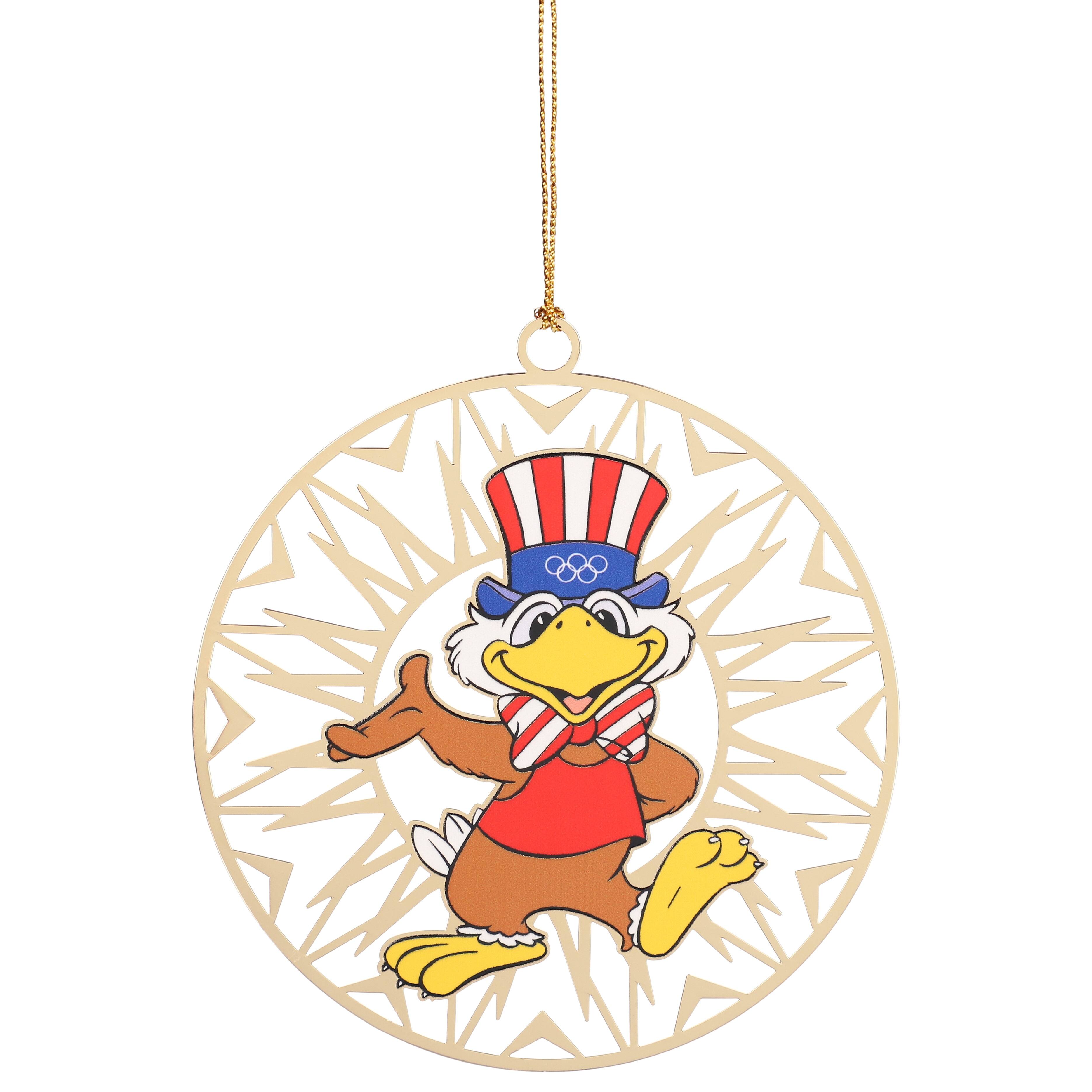 Front. Honav - LA28 The Heritage Collection Los Angeles 1984 Olympic Games Sam the Eagle Logo Ornament - Gold.