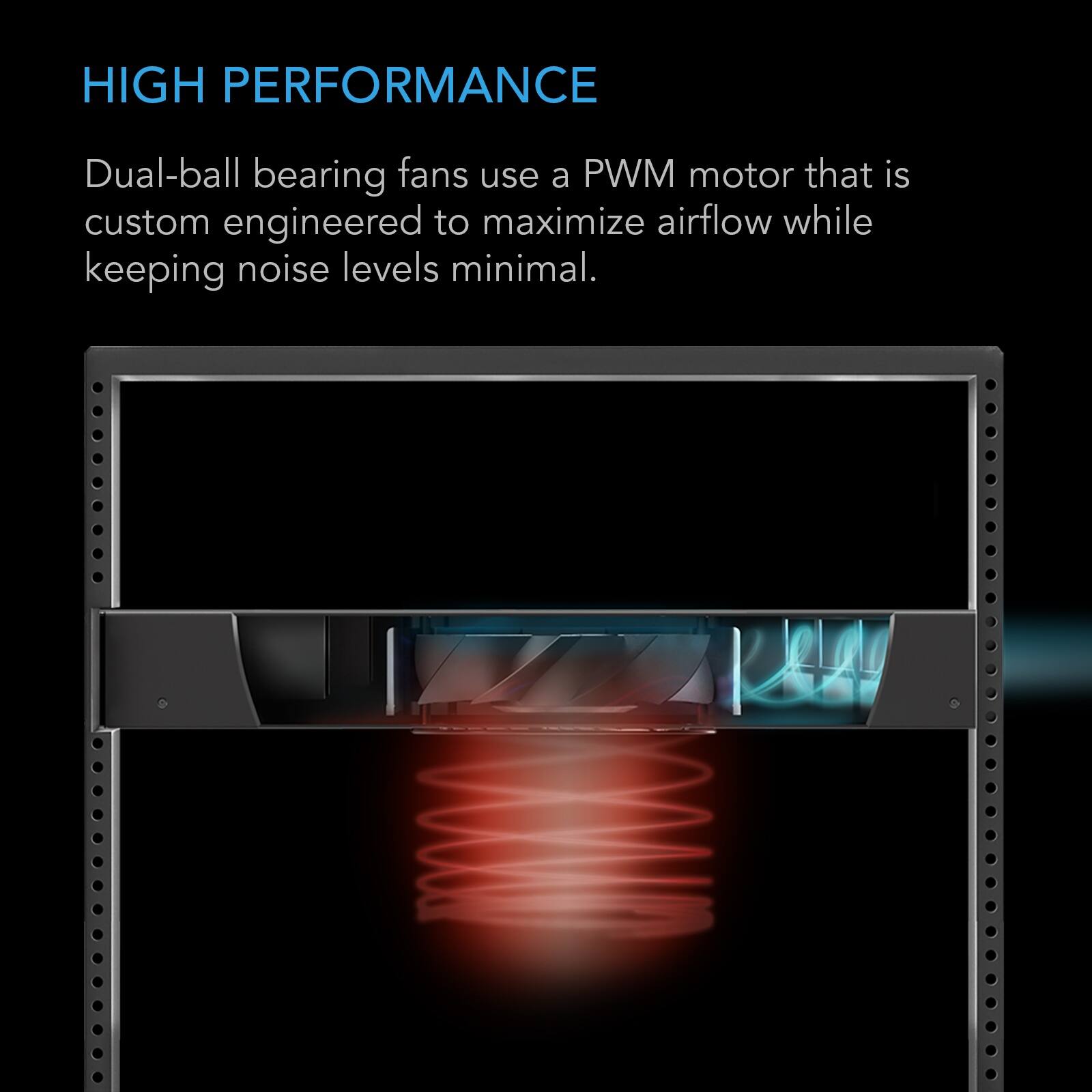 HIGH PERFORMANCE

Dual-ball bearing fans use a PWM motor that is custom engineered to maximize airflow while keeping noise levels minimal.