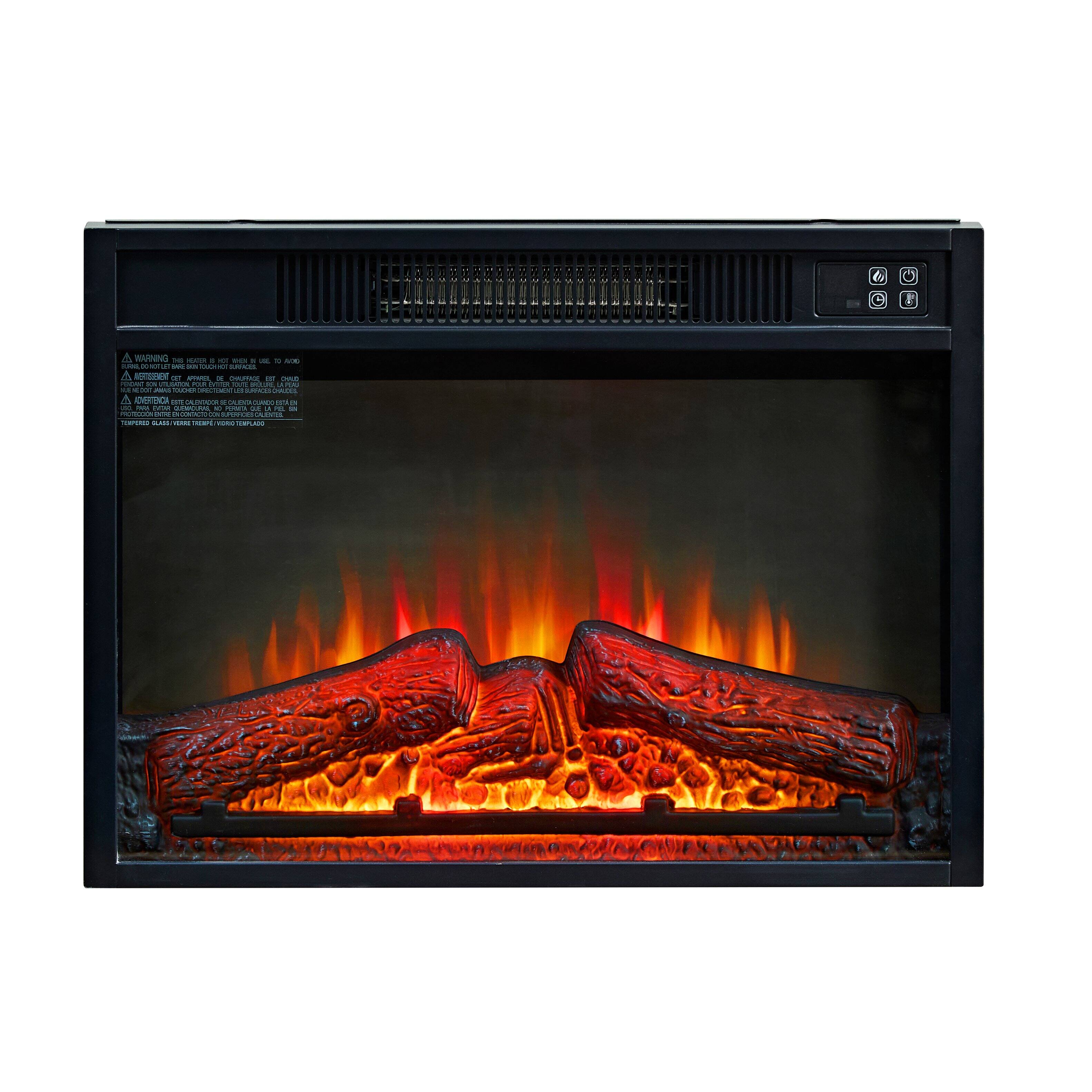 Front. COWLOWN - 23 in. Electric Fireplace with IR Remote Control， Glass View and Adjustable Realistic Logs.