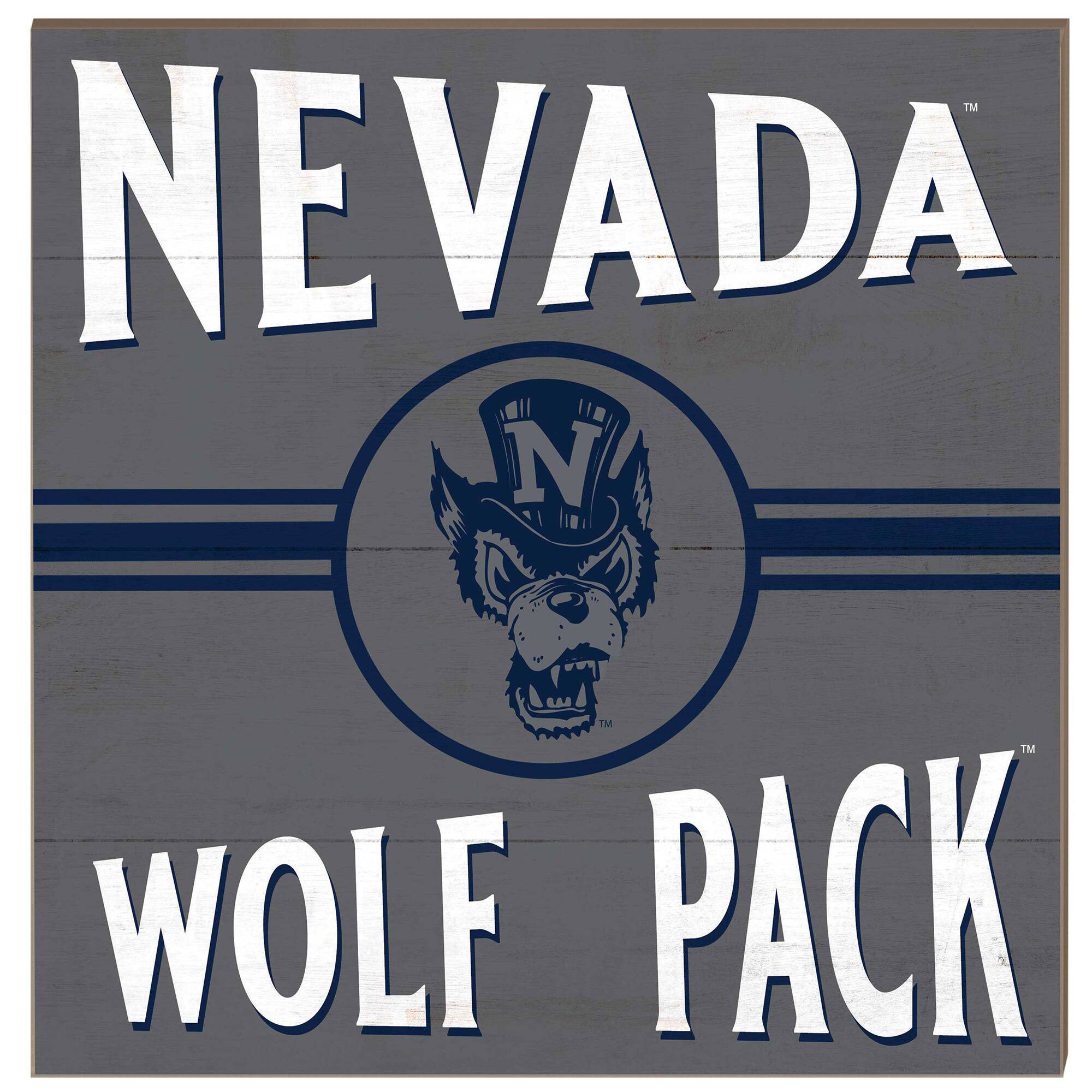 Nevada Wolf Pack 10'' x 10'' Retro Team Sign