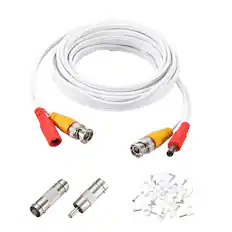 Front. Unique Bargains - BNC Video Power Cable, 1 Set, All-in-One CCTV Camera Extension Cord - White.