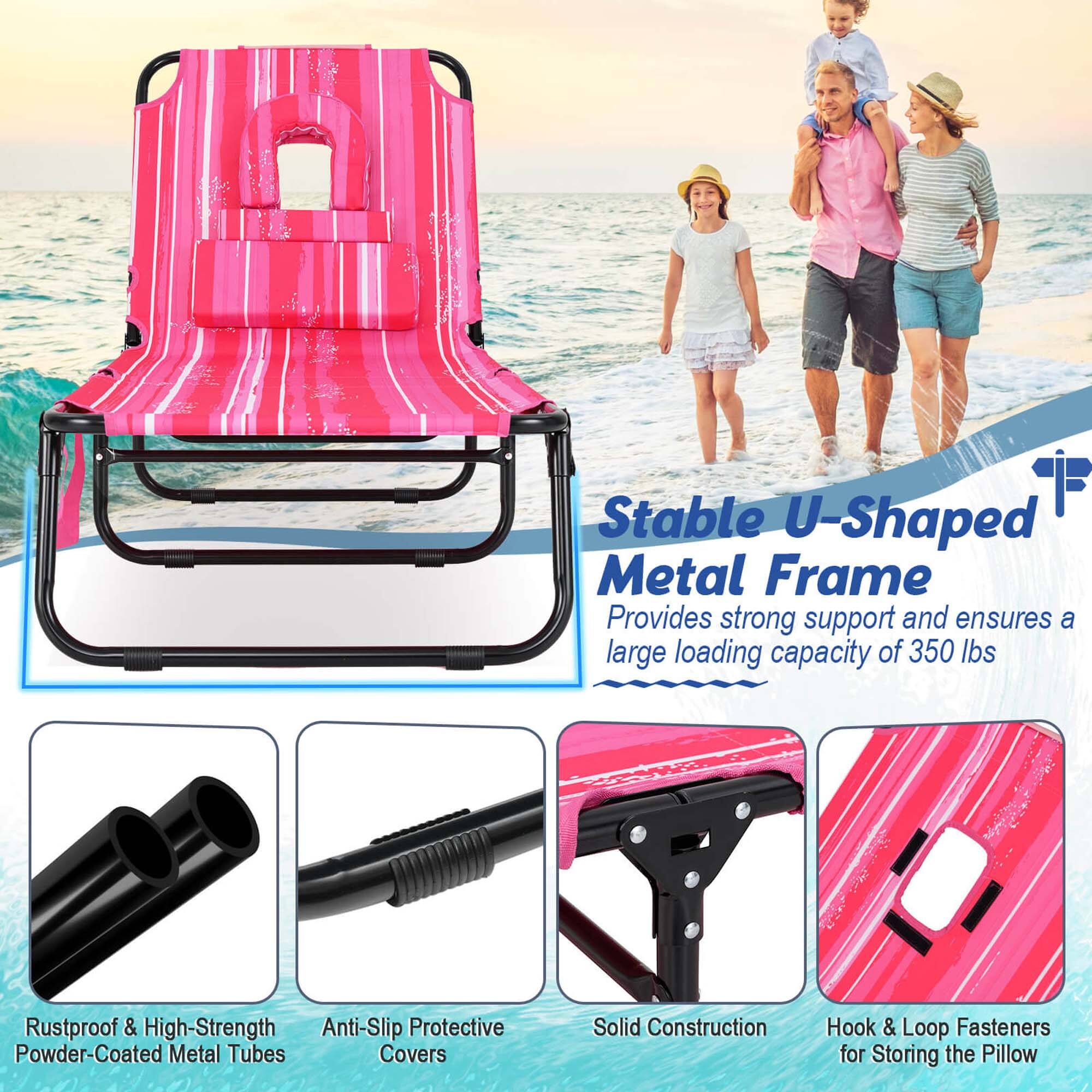 A Stable U-Shaped Metal Frame Provides strong support and ensures a large loading capacity of 350 lbs. Rustproof & High-Strength Anti-Slip Protective Powder-Coated Metal Tubes. Solid Construction. Hook & Loop Fasteners for Storing the Pillow.