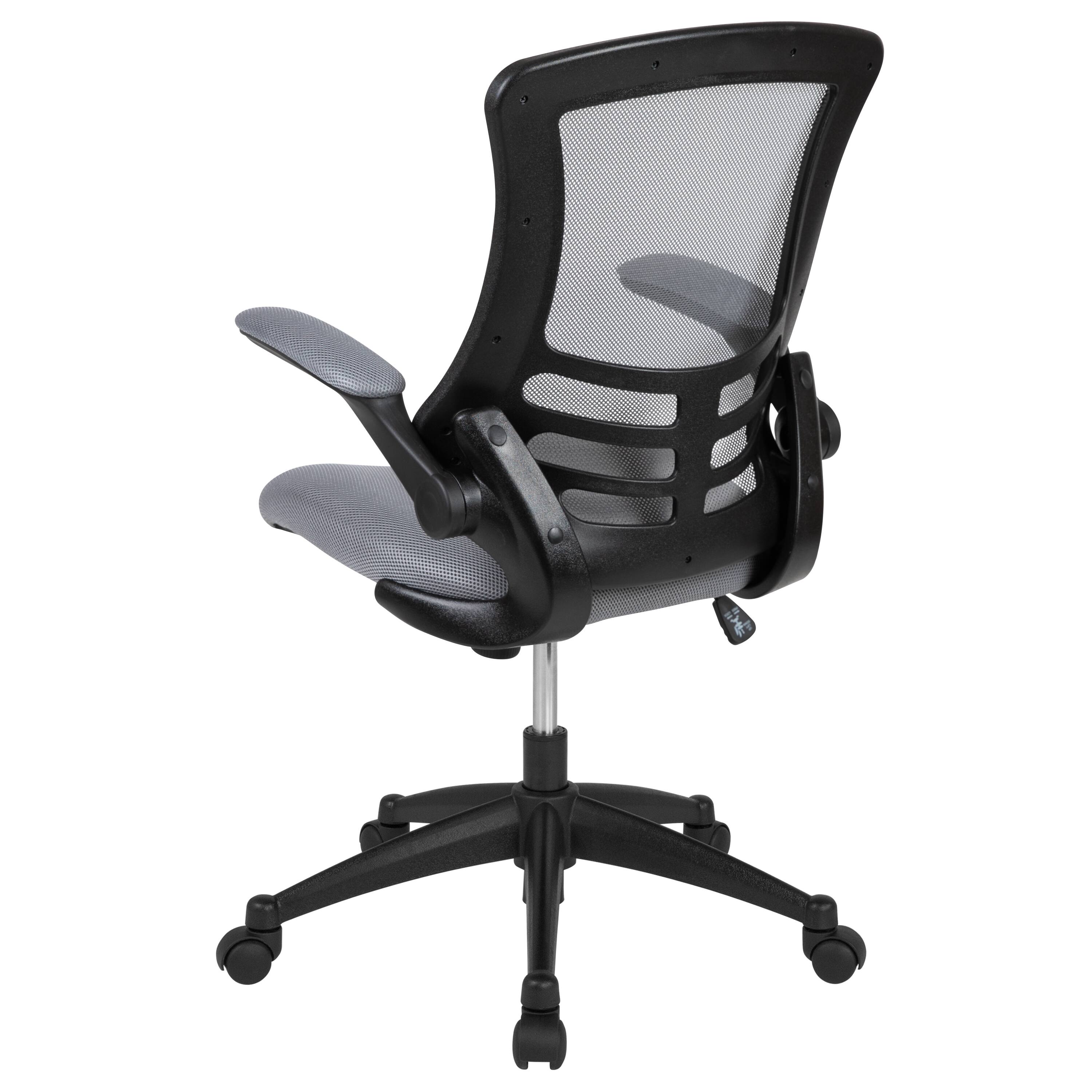 Alt View 5. Emma + Oliver - Mid-Back Mesh Swivel Ergonomic Task Office Chair with Flip-Up Arms - Dark Gray Mesh/Black Frame.