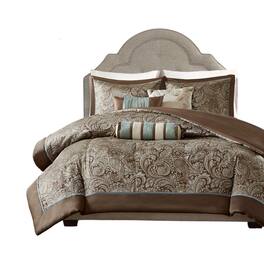 Gracie Mills - Thornton 6-Piece Paisley Jacquard Duvet Cover Set - Blue/Brown