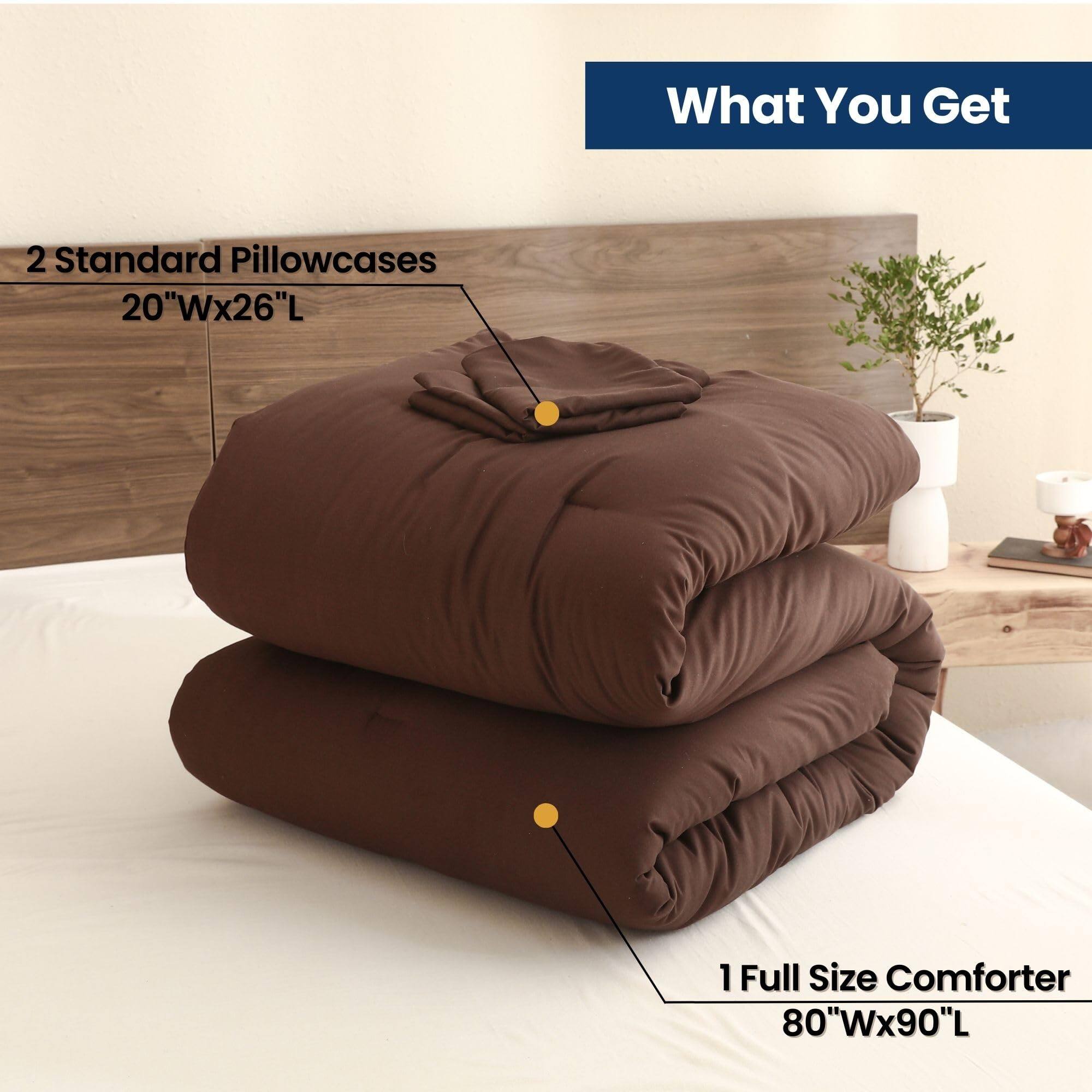 What You Get

2 Standard Pillowcases  
20"Wx26"L

1 Full Size Comforter  
80"Wx90"L