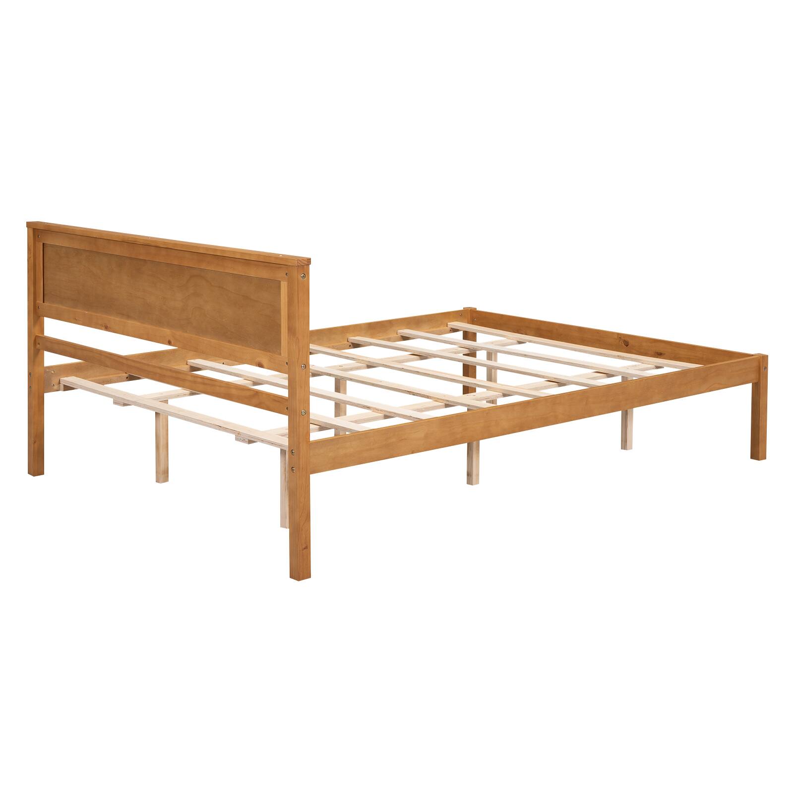 Alt View 1. Whisen - Platform Bed Frame with Headboard, Wood Slat Support, No Box Spring Needed - Oak.