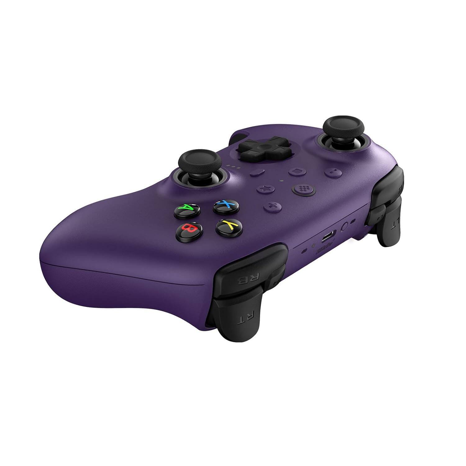 Angle. 8BitDo - 8BitDo Ultimate 2 Bluetooth Wireless Controller with Hall Effect Triggers, TMR Joysticks and Integrated Charging Dock - - Purple.