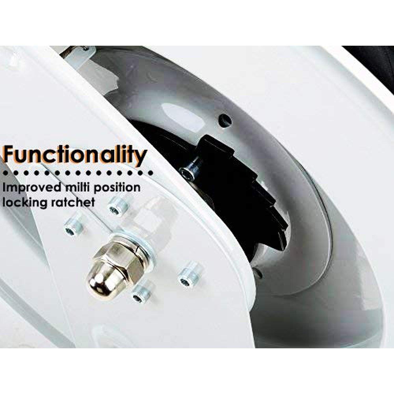 Functionality  
Improved multi position locking ratchet