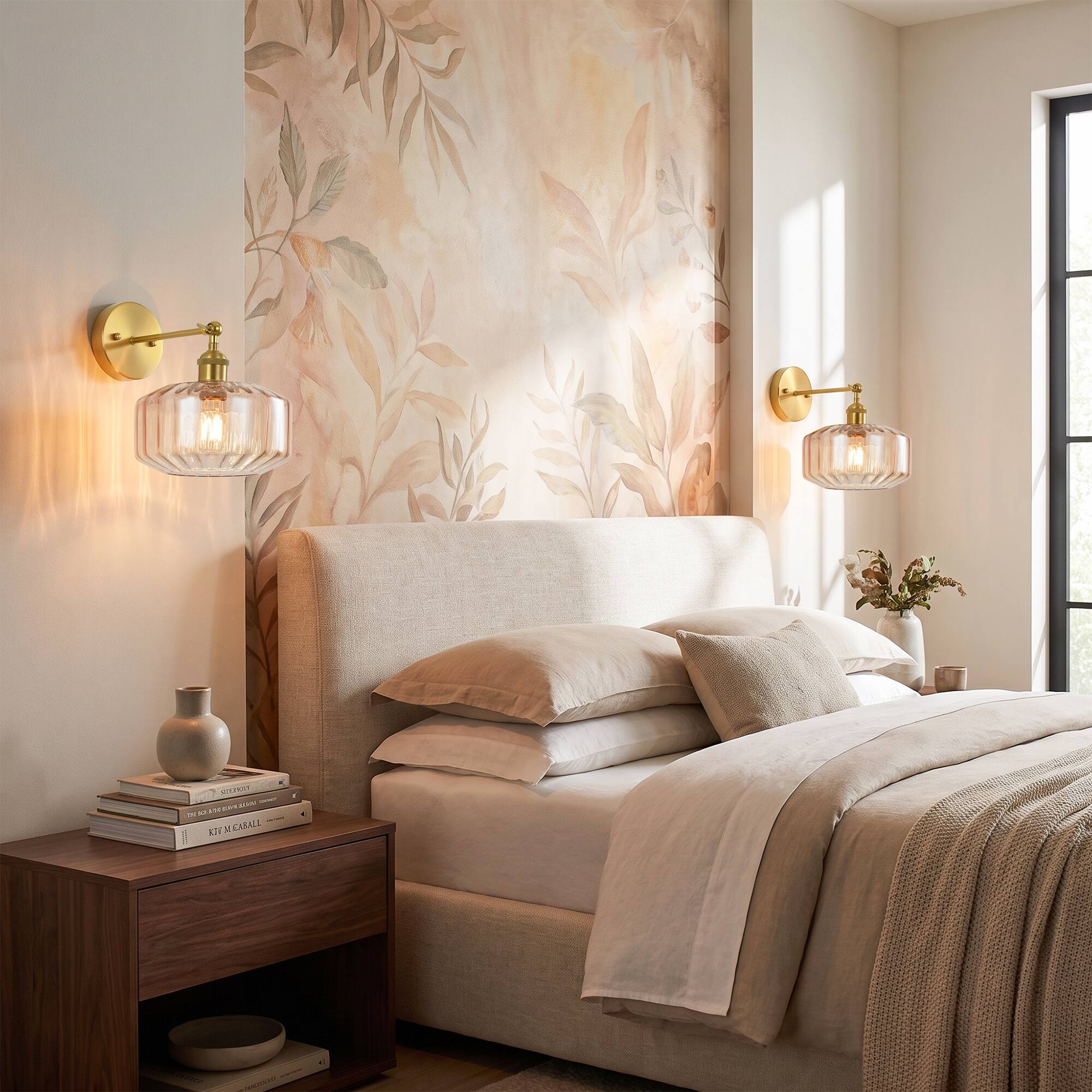 Back. Parrot Uncle - 12 Inch Modern Glass 1 Light Adjustable Wall Sconce for Bedroom and Hallway - Copper.