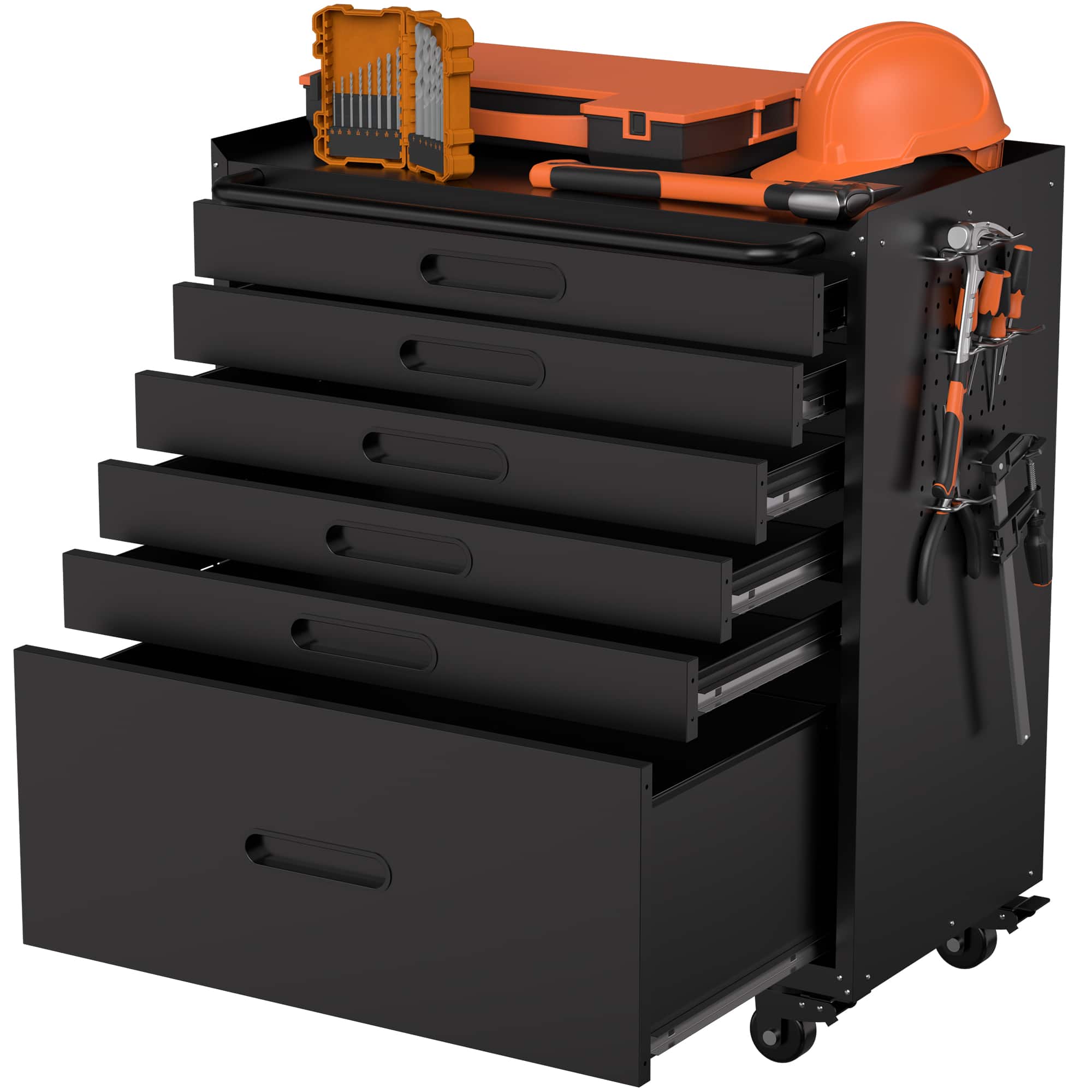 Dexmalle - Dexmalle-34.3" Rolling Heavy Duty Steel Tool Chest with 6 Drawers-Black