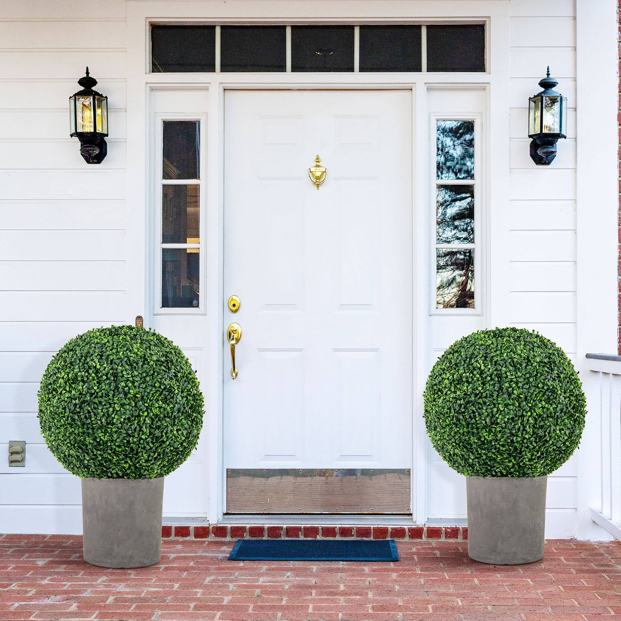 Alt View 3. Gymax - Gymax 2 PCS 20'' Artificial Boxwood Topiary Balls Sun-protective Round Greenery Bushes - Green.
