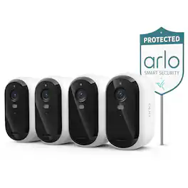 Arlo - Essential Outdoor Security Camera 2K (3rd Gen, 2025 Release) - Wireless, Rechargeable Camera with Yard Sign, 4-Cam - White