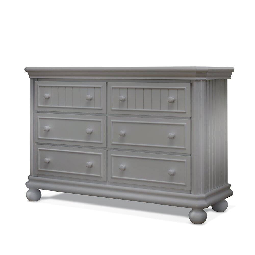 Angle. Sorelle - Sorelle Finley RTA 6 Drawer Double Dresser - Weathered Gray.