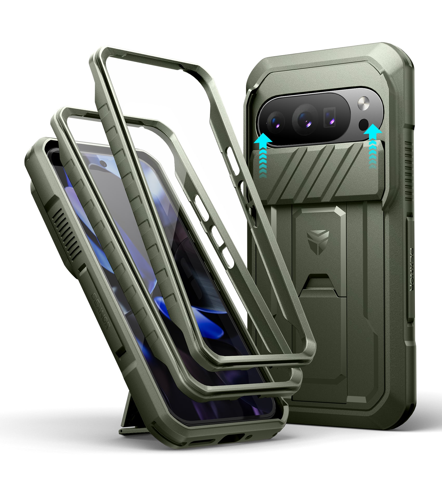 dexnor - Case for Google Pixel 10/10 Pro with Slide Camera Cover Full-Body Shockproof Protective Cover Rugged Bumper Case - Army Green price history on PriceWatchPro