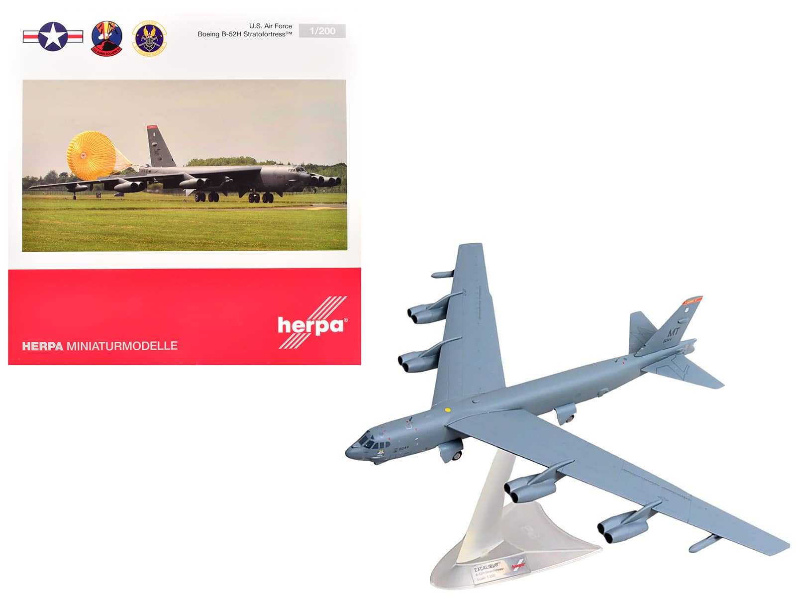 Boeing B-52H Stratofortress Excalibur 23rd Bomb Squadron 5th Bomb Wing Minot AFB 60-0044 USAF Herpa 1/200 Diecast Model - Multi