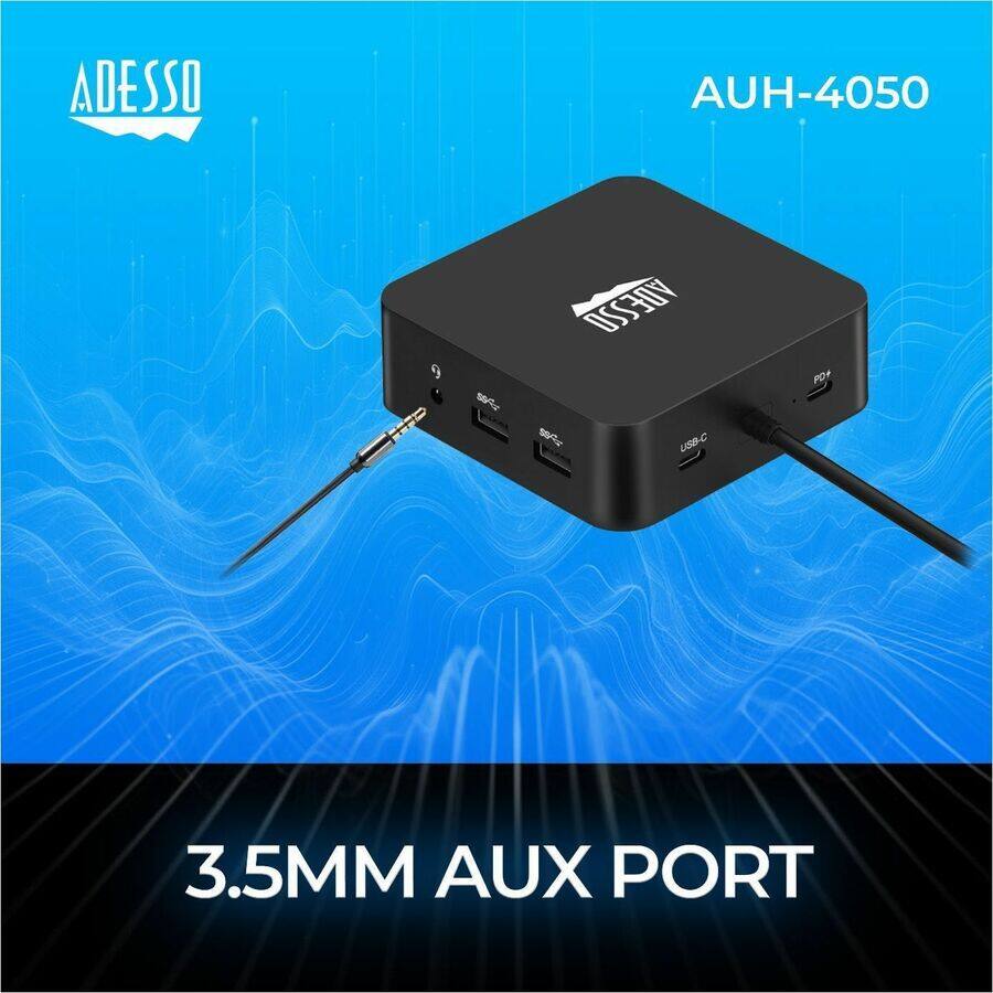 ADESSO AUH-4050  
USB-C PD+  
3.5MM AUX PORT