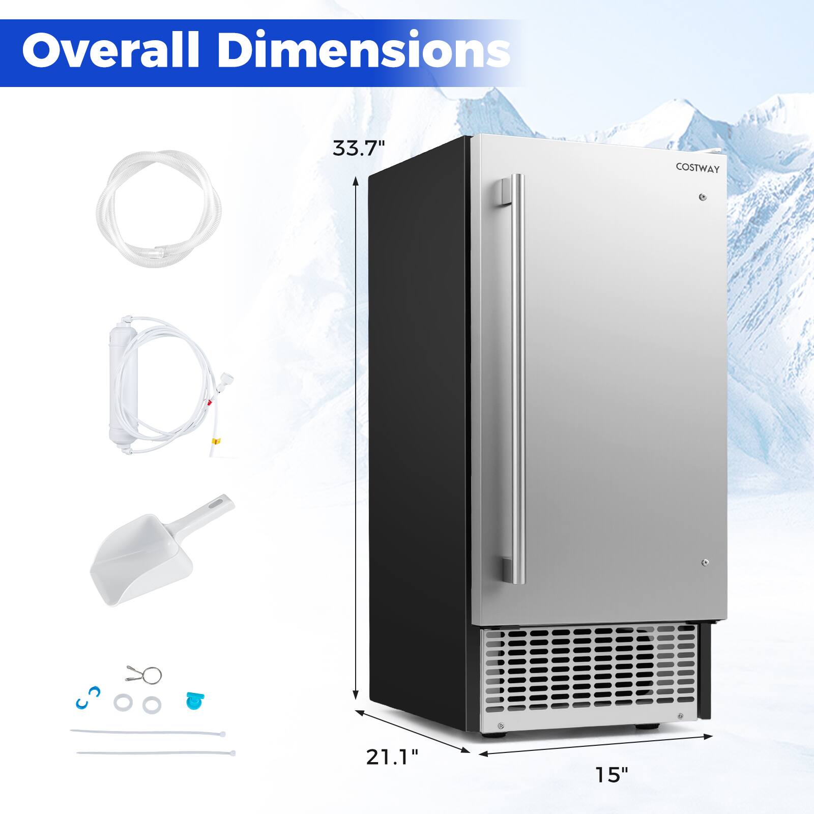 Overall Dimensions: 33.7" x 21.1" x 15"