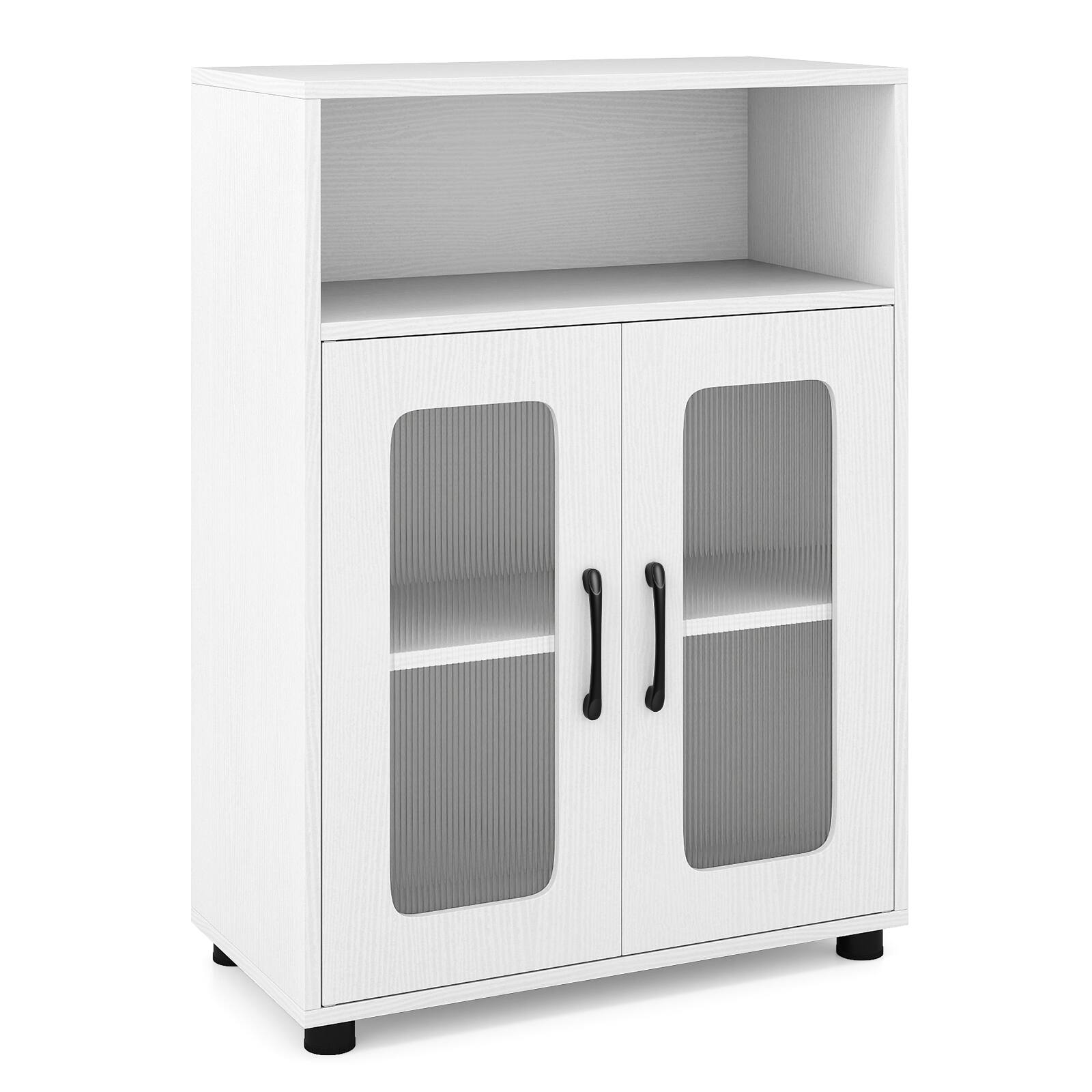 Alt View 9. Gymax - Gymax Bathroom Cabinet Freestanding Cabinet w/ 2 Doors & 3-Level Adjustable Shelf White - White.