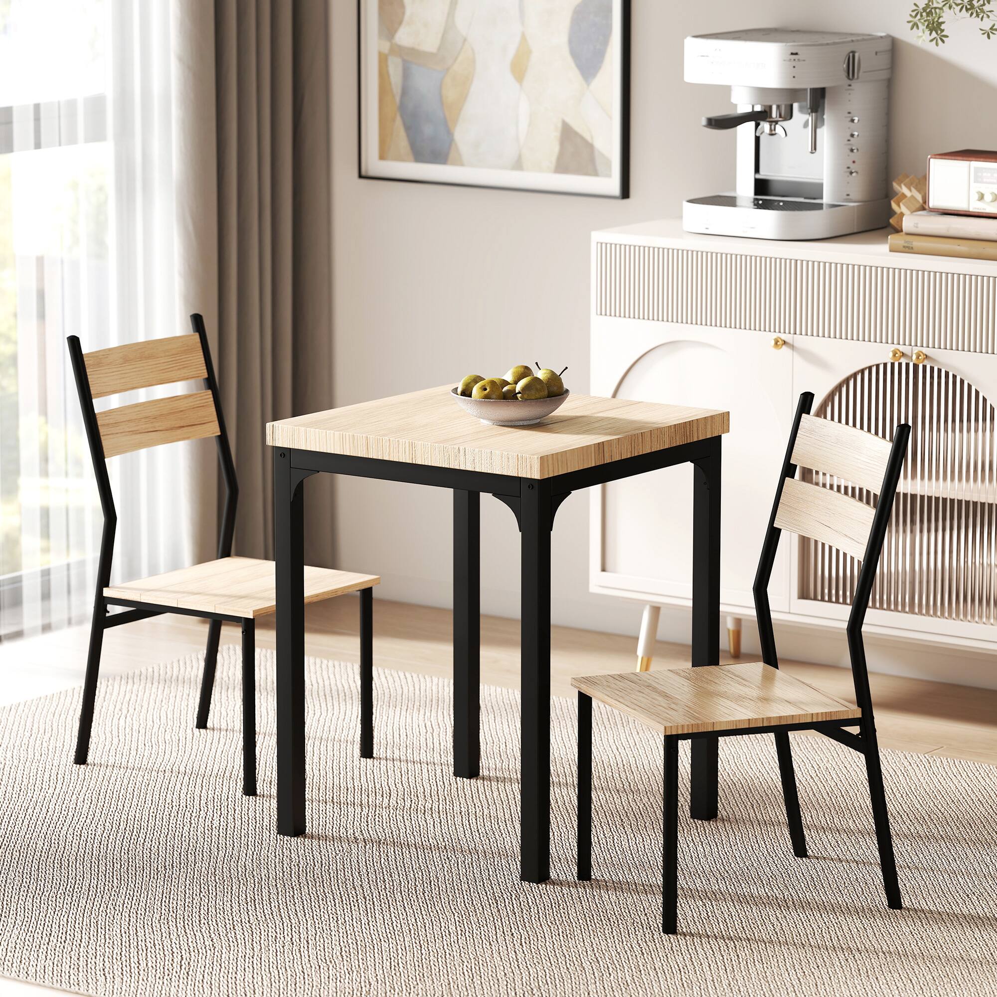 Alt View 1. Homcom - Piece Dining Table Set for 2, Modern Kitchen Table and Chairs, Dining Room Set for Breakfast Nook - Black.