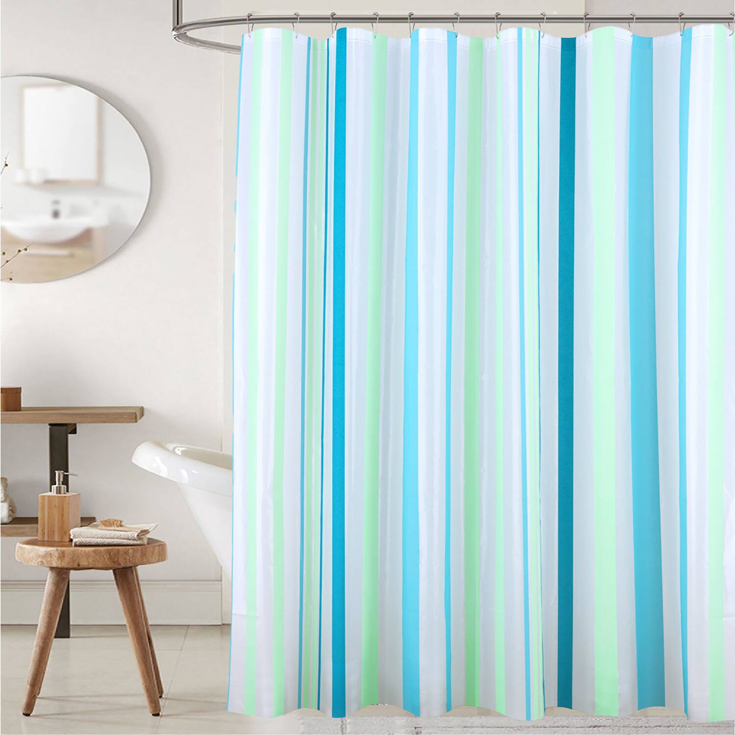Angle. RT Designers Collection - RT Designers Collection 90 GSM Printed Peva Glit Evan Shower Curtain Seafoam 70" x 72" Seafoam - Seafoam.