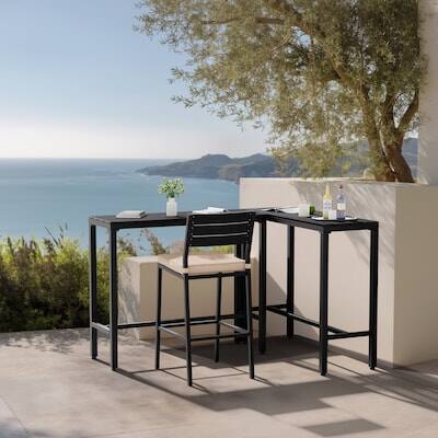 Alt View 6. Crestlive Products - Crestlive Products 43in Patio Plastic Wood Top Steel Frame Bistro Bar Height Rectangle Outdoor - Black.
