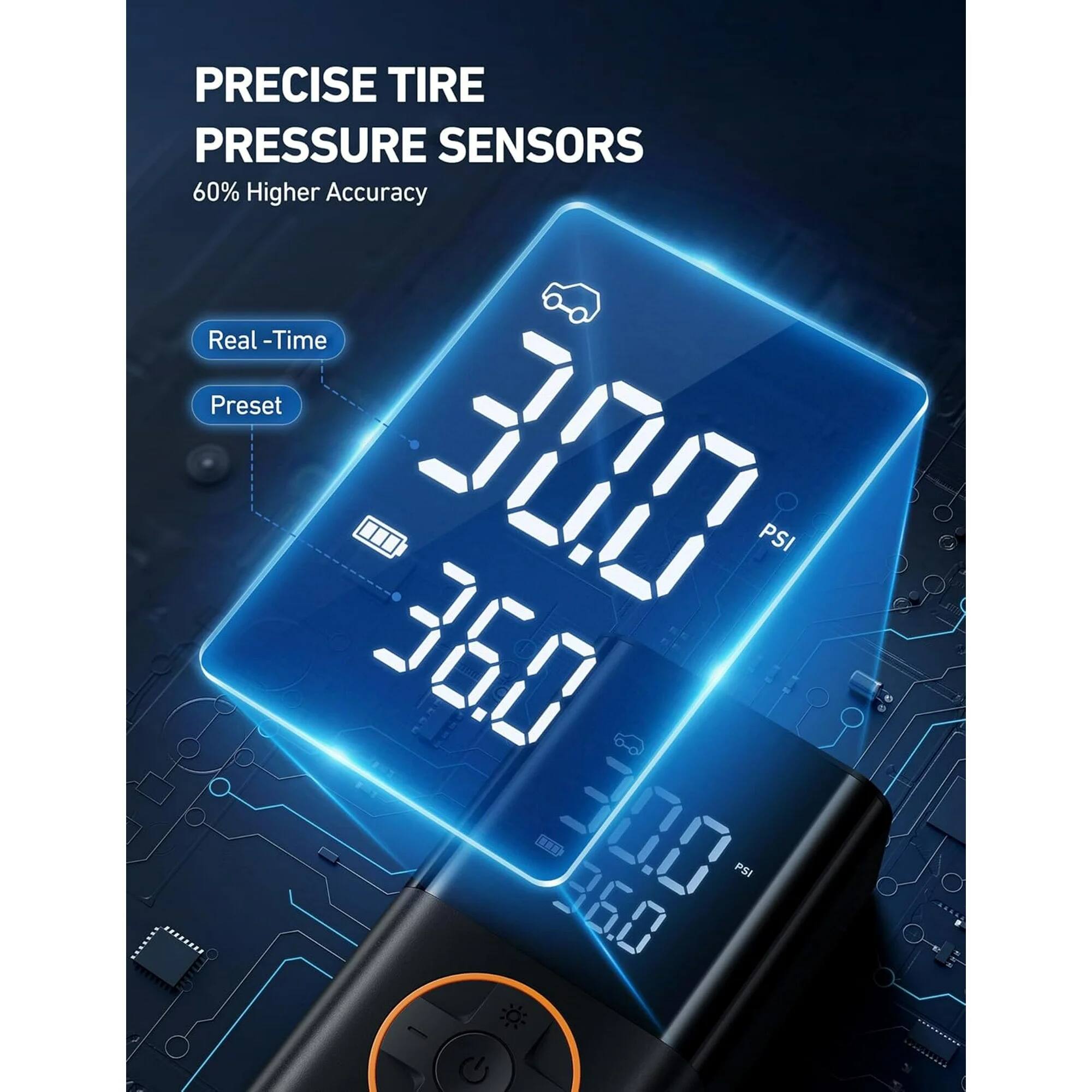 PRECISE TIRE PRESSURE SENSORS
60% Higher Accuracy
Real-Time
Preset
300 PSI
360 L1
360
300 PSI