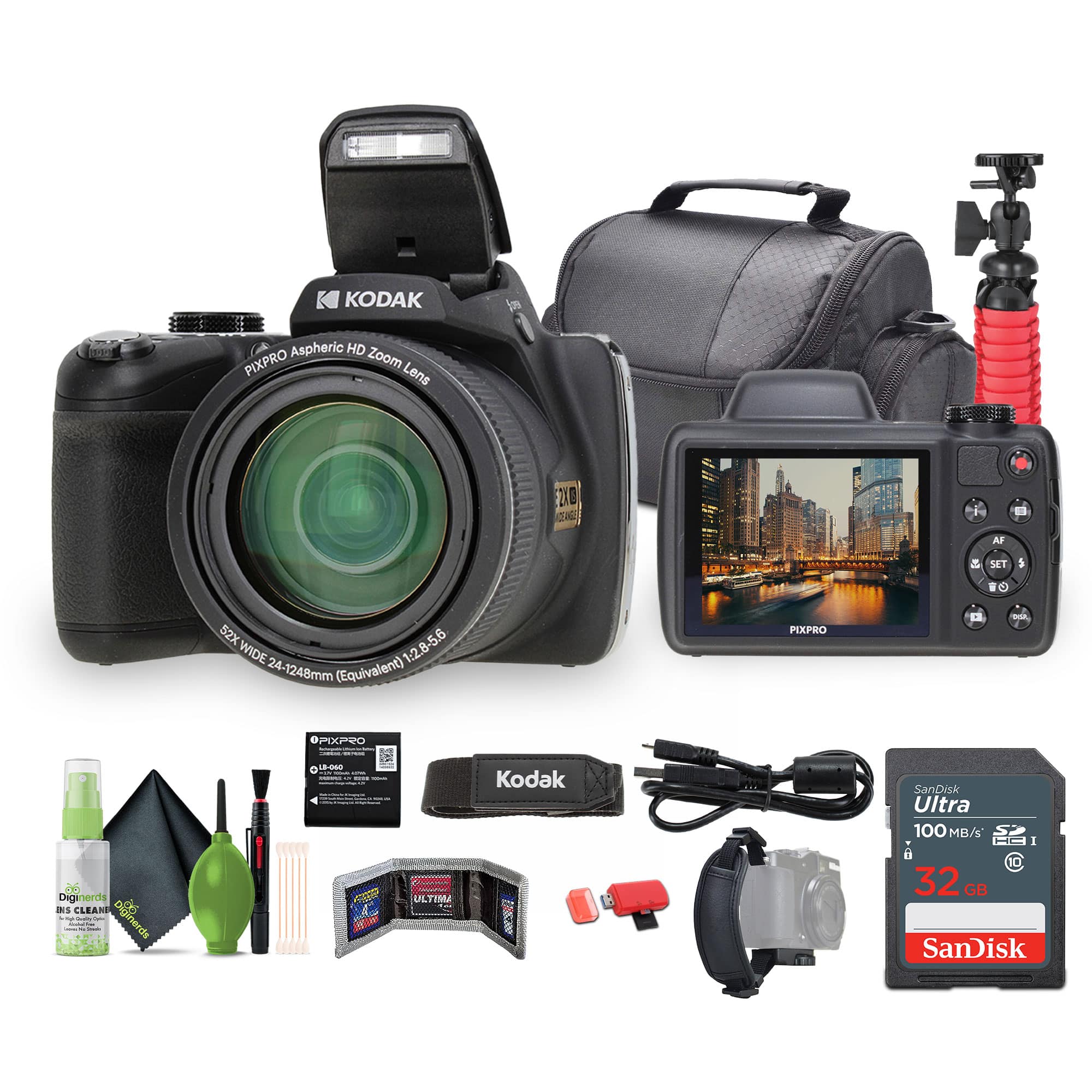 Kodak - PIXPRO AZ528 16MP Digital Vlogging Camera +32GB Memory Card + More - Black