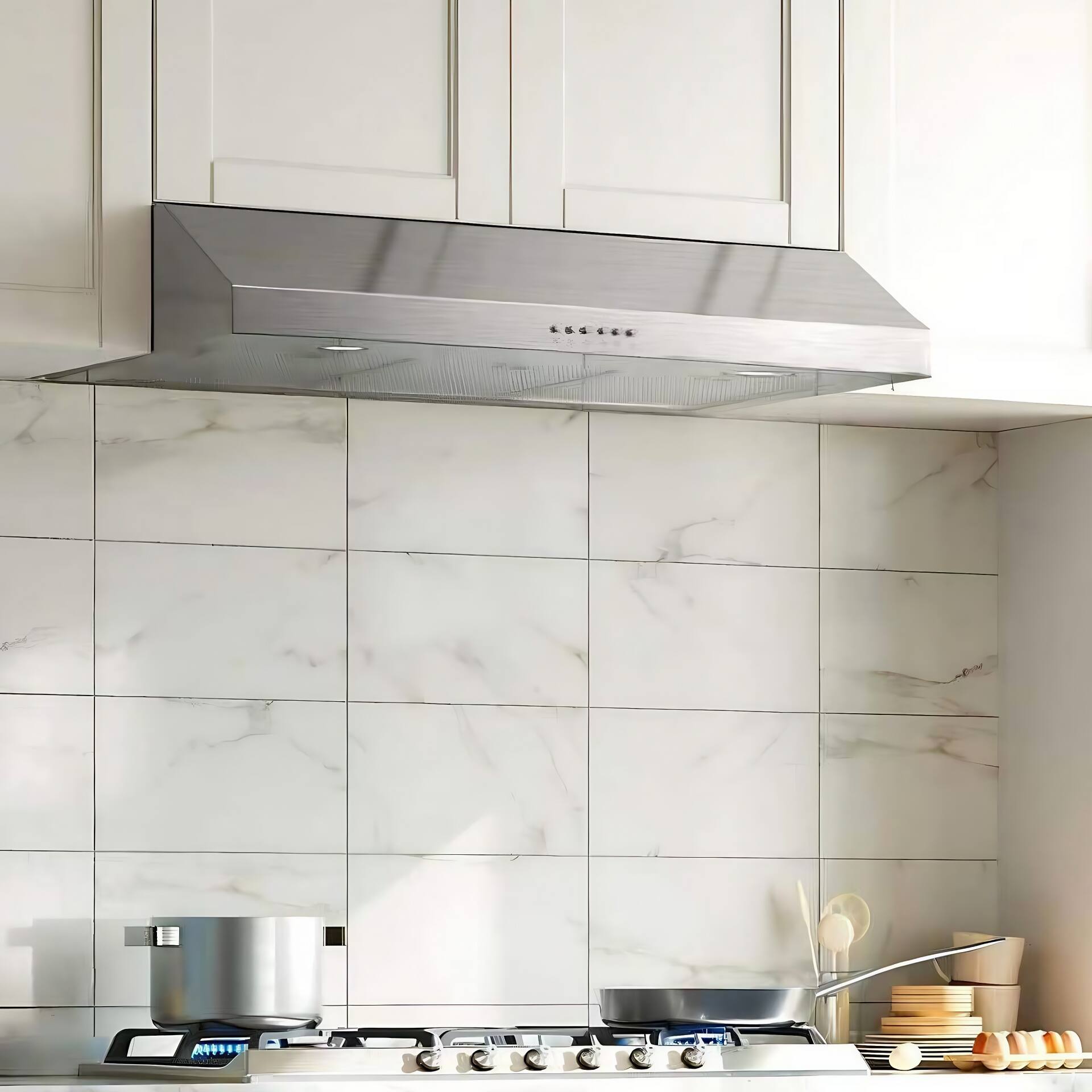Angle. ZJKLA - ZJKLA - 36 inches - Externally Vented - Under cabinet Range Hood - Stainless steel.