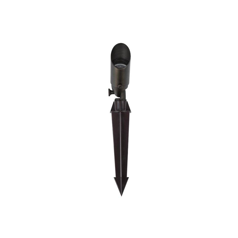 Angle. Elitco Lighting - Outdoor 12V Cast Brass Spot Light, 1.75 inch Wide x 4.5 inch High - Dark Bronze.