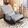 Front. KERDOM - Corduroy Rocking Chair with Footrest, Cover Washable, Upholstered Cradle Armchair Nap Recliner Glider Chair with Ottoman - Grey.