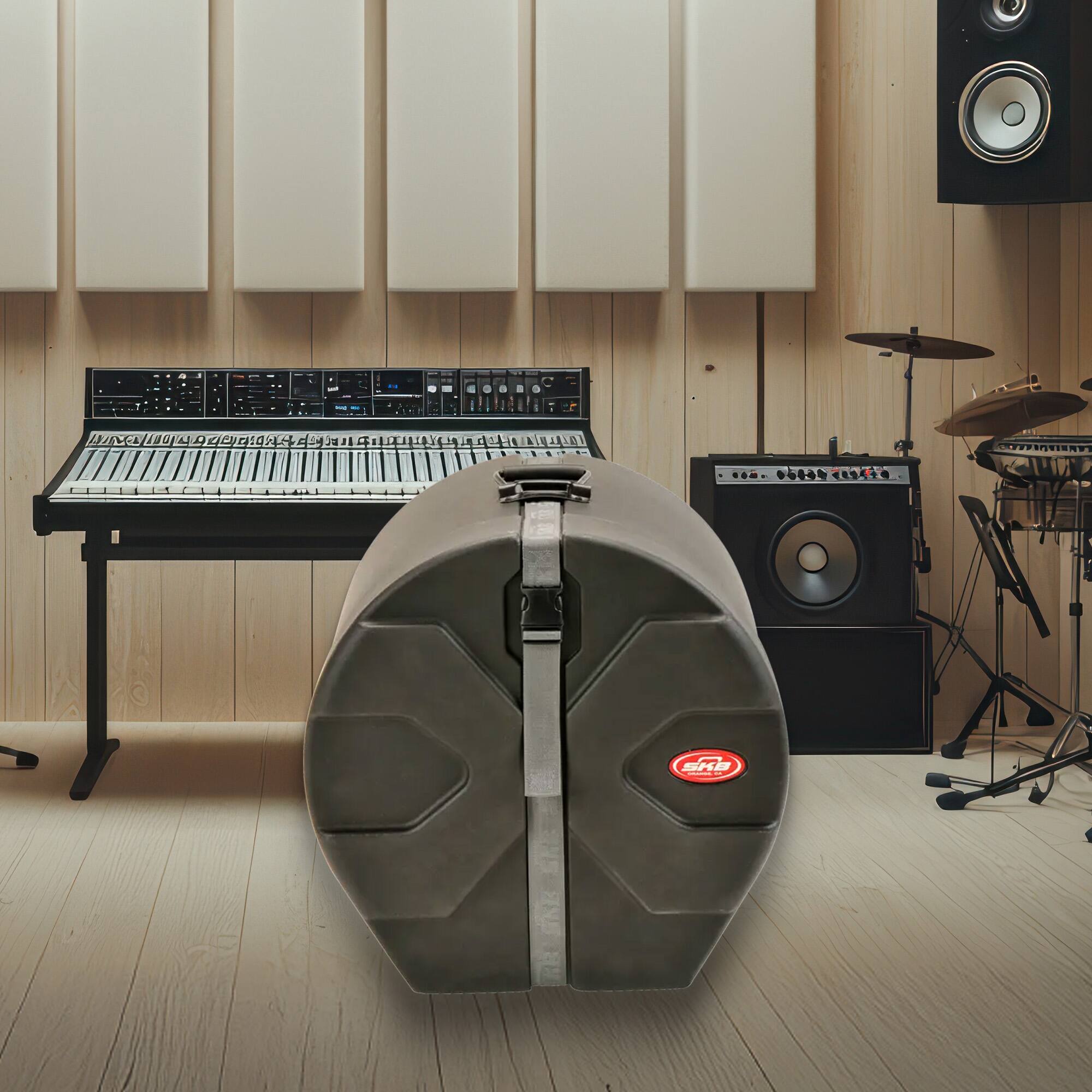 Alt View 3. SKB - SKB 12" x 14" Floor Tom Case with Padded Interior and D-Shaped Drum Design - Black.