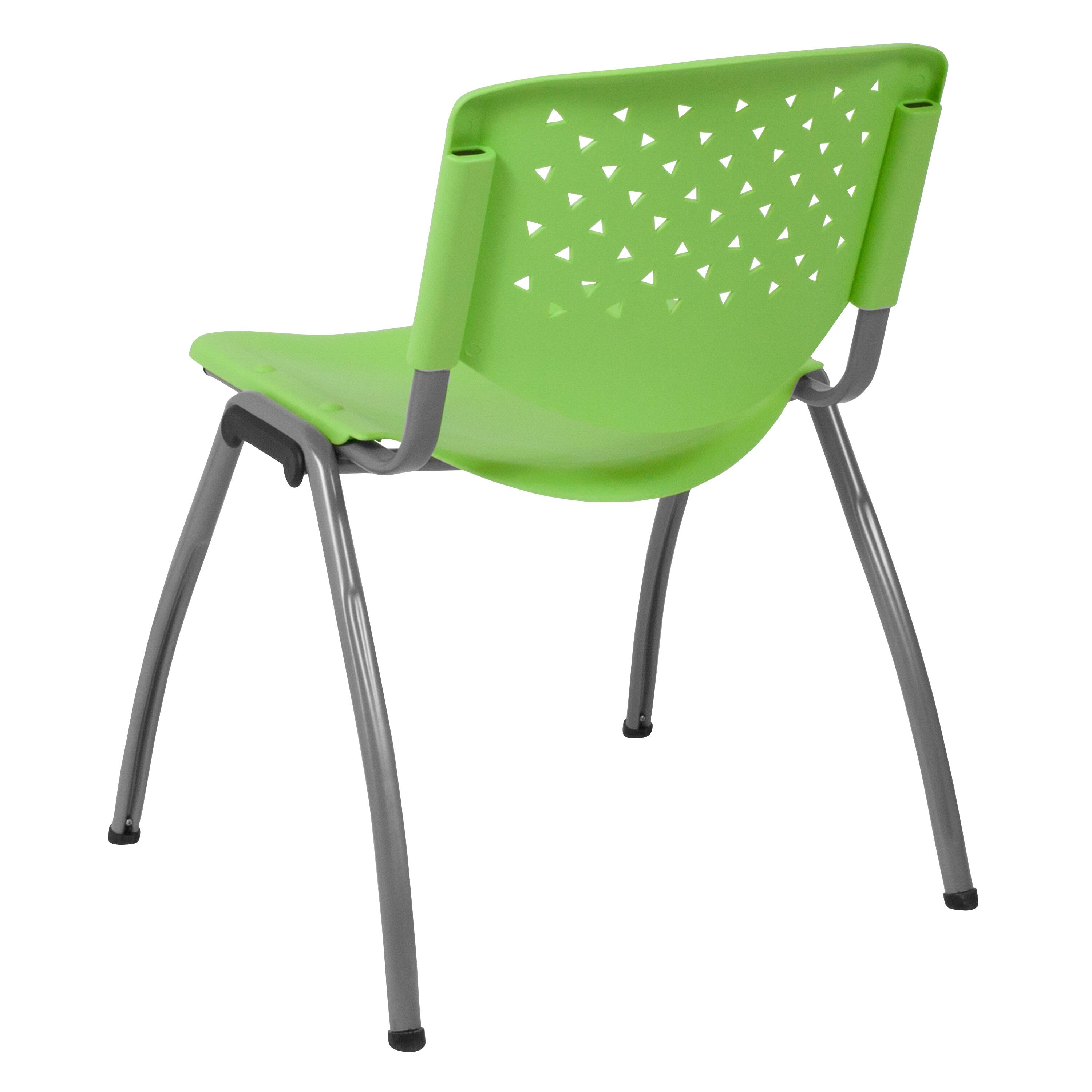 Alt View 5. Emma + Oliver - Home and Office Plastic Stack Chair with Perforated Back - Guest Chair - Green.