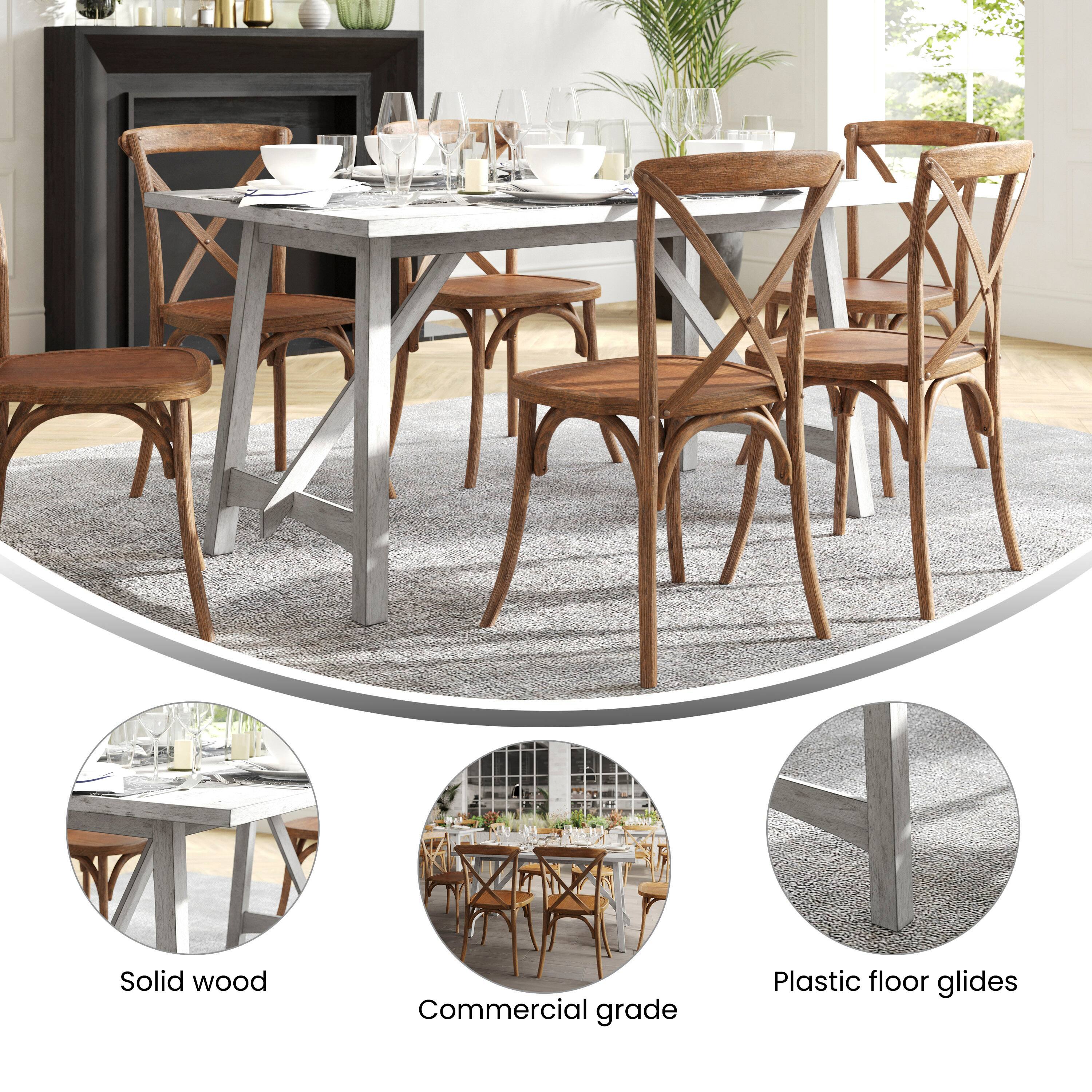 Solid wood  
Commercial grade  
Plastic floor glides