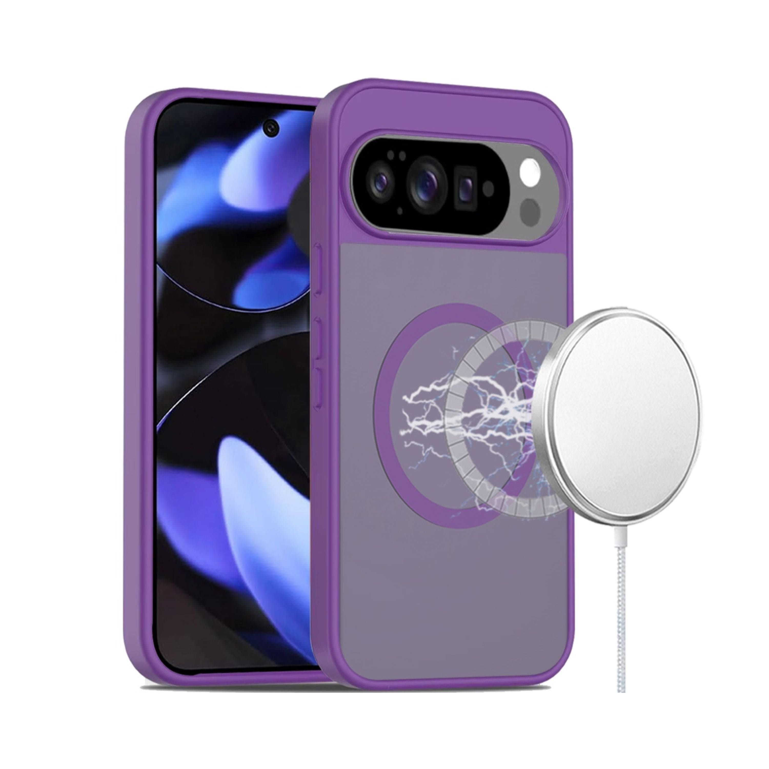 Kitcheniva - Soft Touch Translucent Magnetic Case With Tempered Glass For Google Pixel 10 / 10 Pro - Dark Purple price history on PriceWatchPro