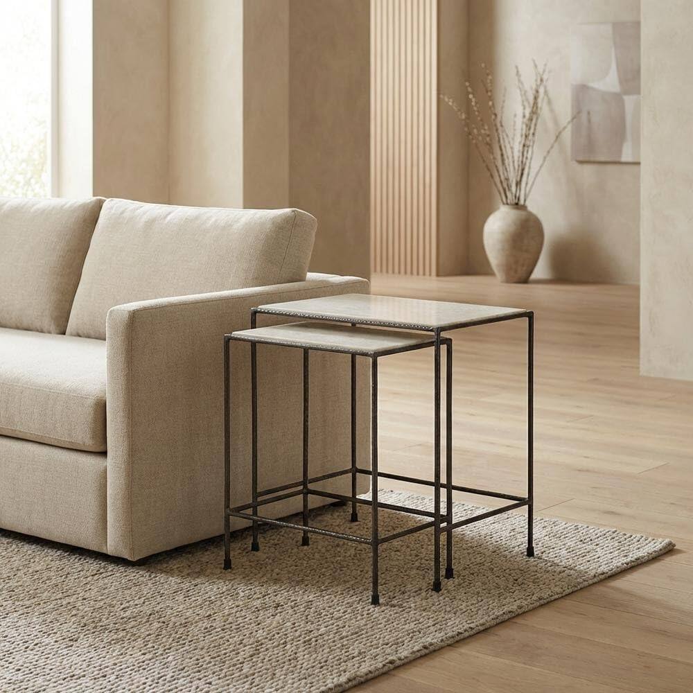Left. Starlight Canyon Home - Marble Top Nesting Tables Set of 2 - Black,Black And White.
