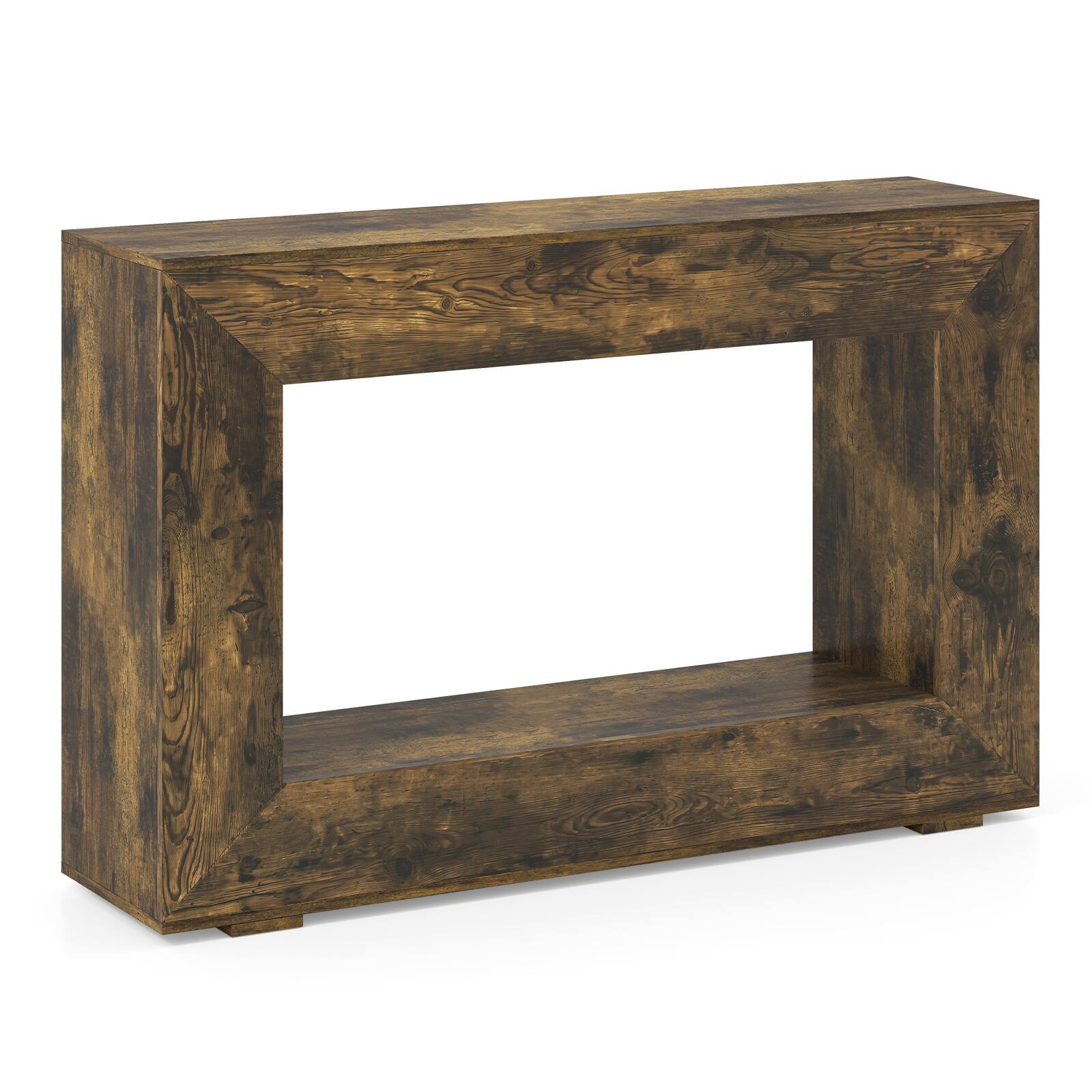 Alt View 9. Costway - Costway 47" Farmhouse Console Table 2-Tier Sofa Table Behind Couch with Open Storage Shelf - Rustic Brown.