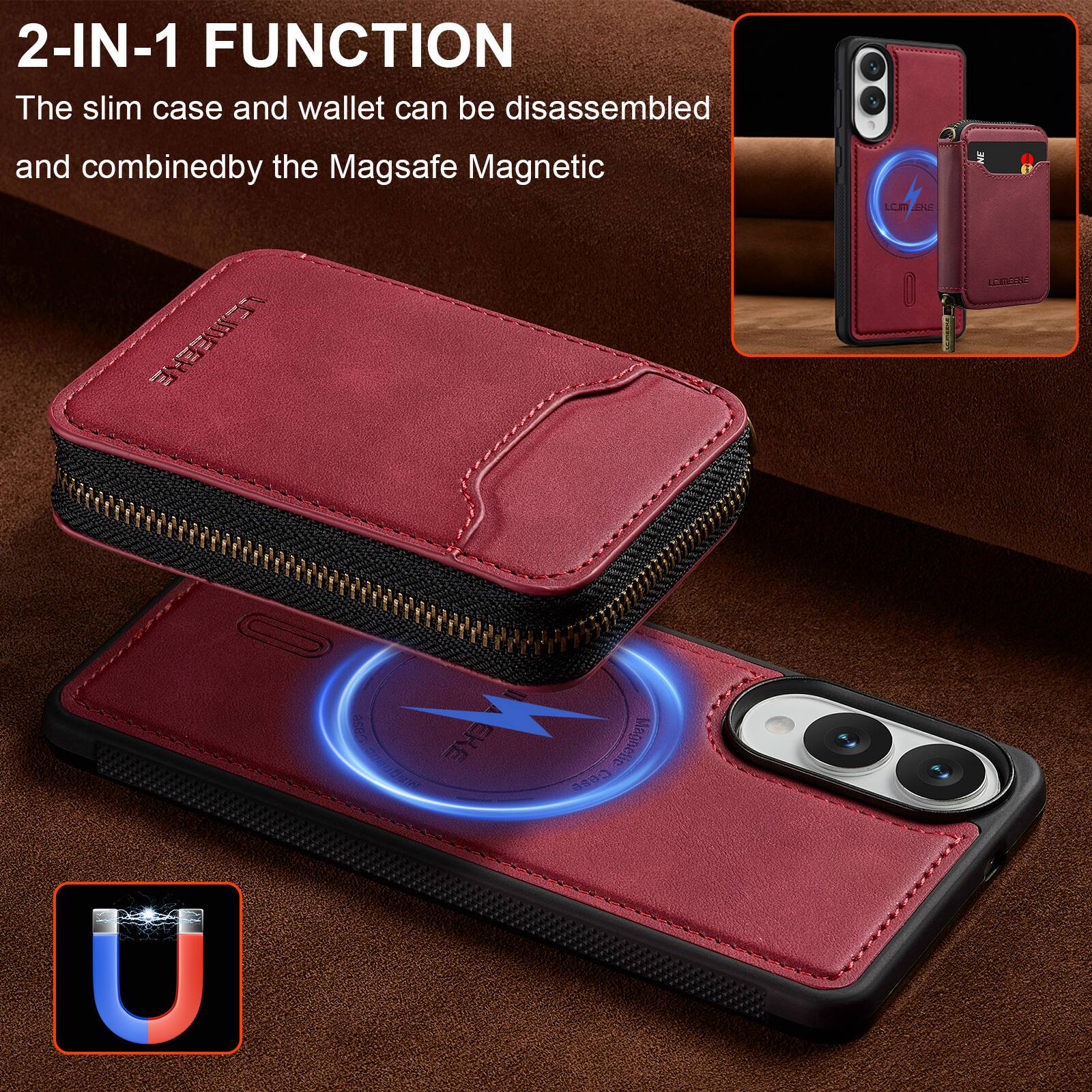 2-IN-1 FUNCTION  
The slim case and wallet can be disassembled and combined by the Magsafe Magnetic.