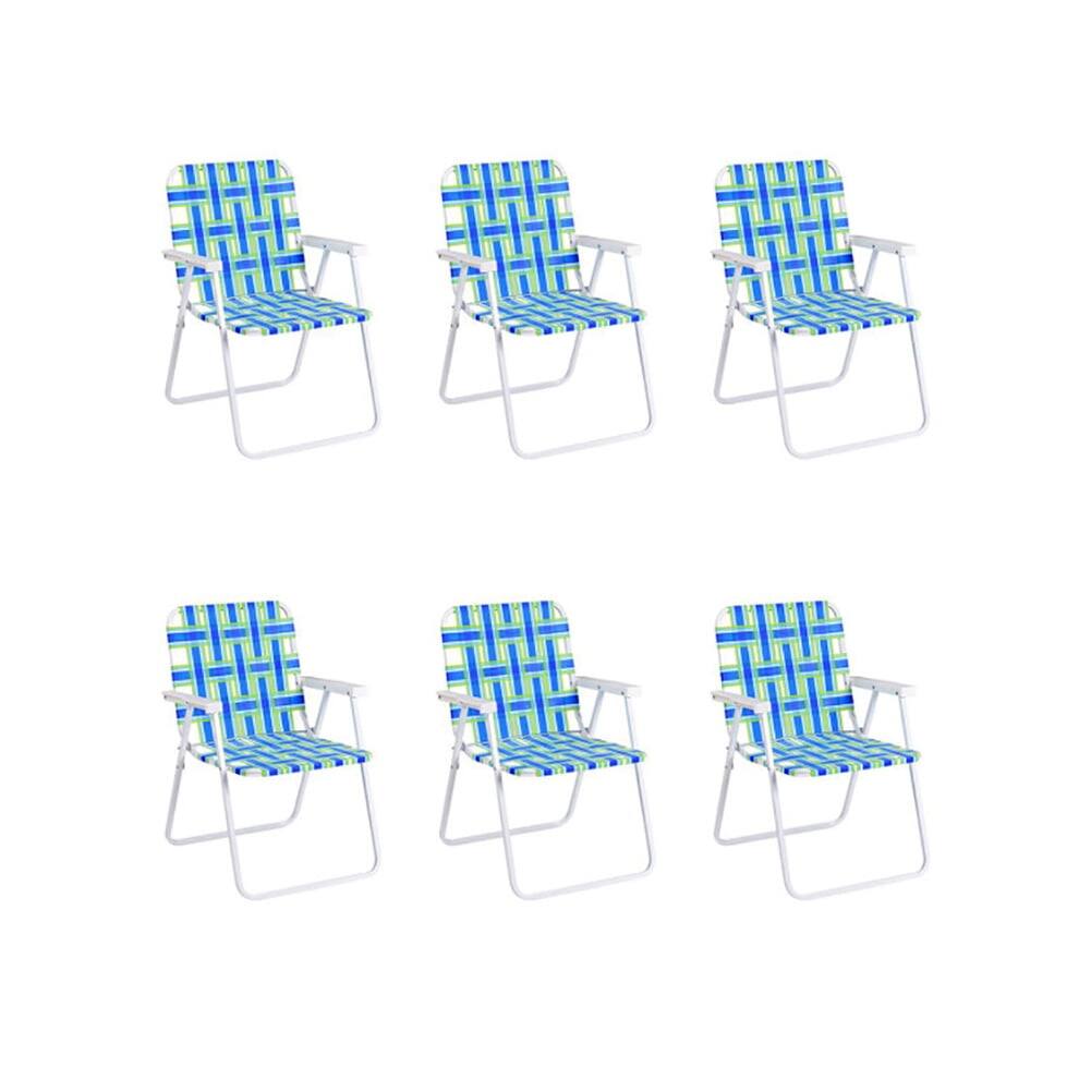 Angle. Pefilos - 6 pcs Folding Beach Chair Camping Lawn Webbing Chair-Blue, Folding Beach Chair for Adults, Lightweight Beach - Blue.