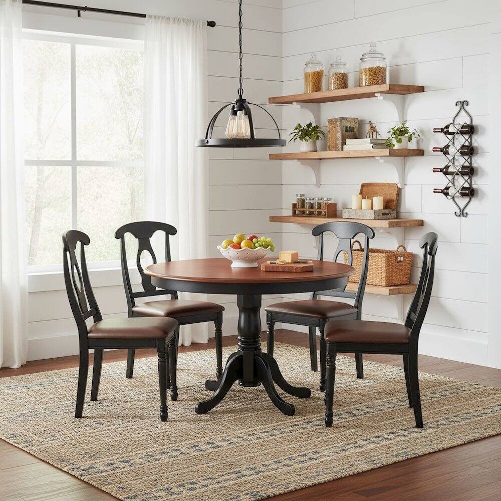 Alt View 2. FurniFact - 5 Piece Dining Furniture Set - Black.