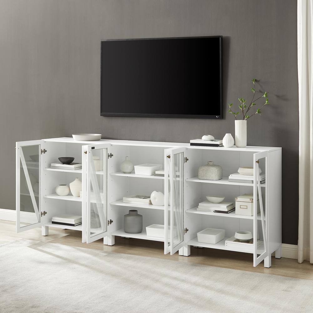 Alt View 9. Crosley Furniture - Cassai 3-Piece Media Sideboard Cabinet Set - 3 Storage Pantries - White.