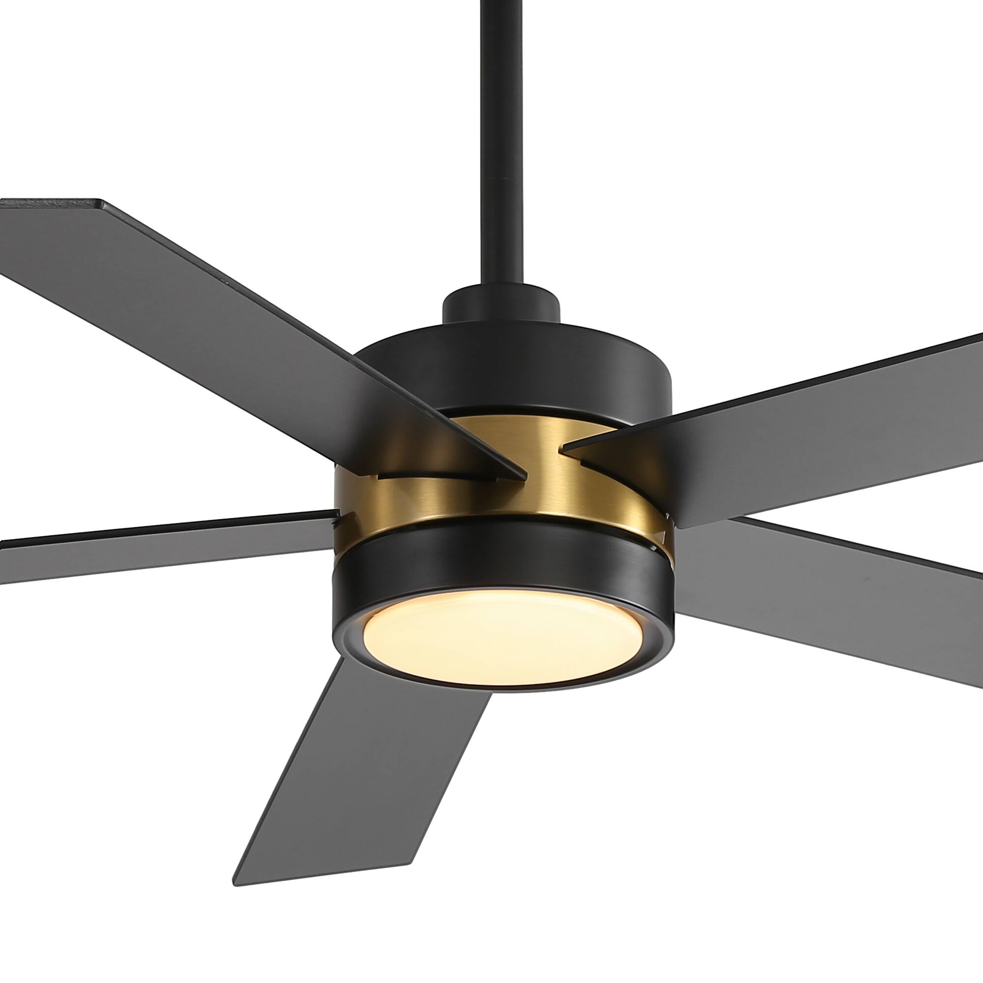 Alt View 10. Breezary - 52-In Indoor Ceiling Fan with Led Light, 5 Plywood Blades, 6-Speed DC Motor, Remote, Timer with Memory, 5/10'' Downrods - Black and Gold.